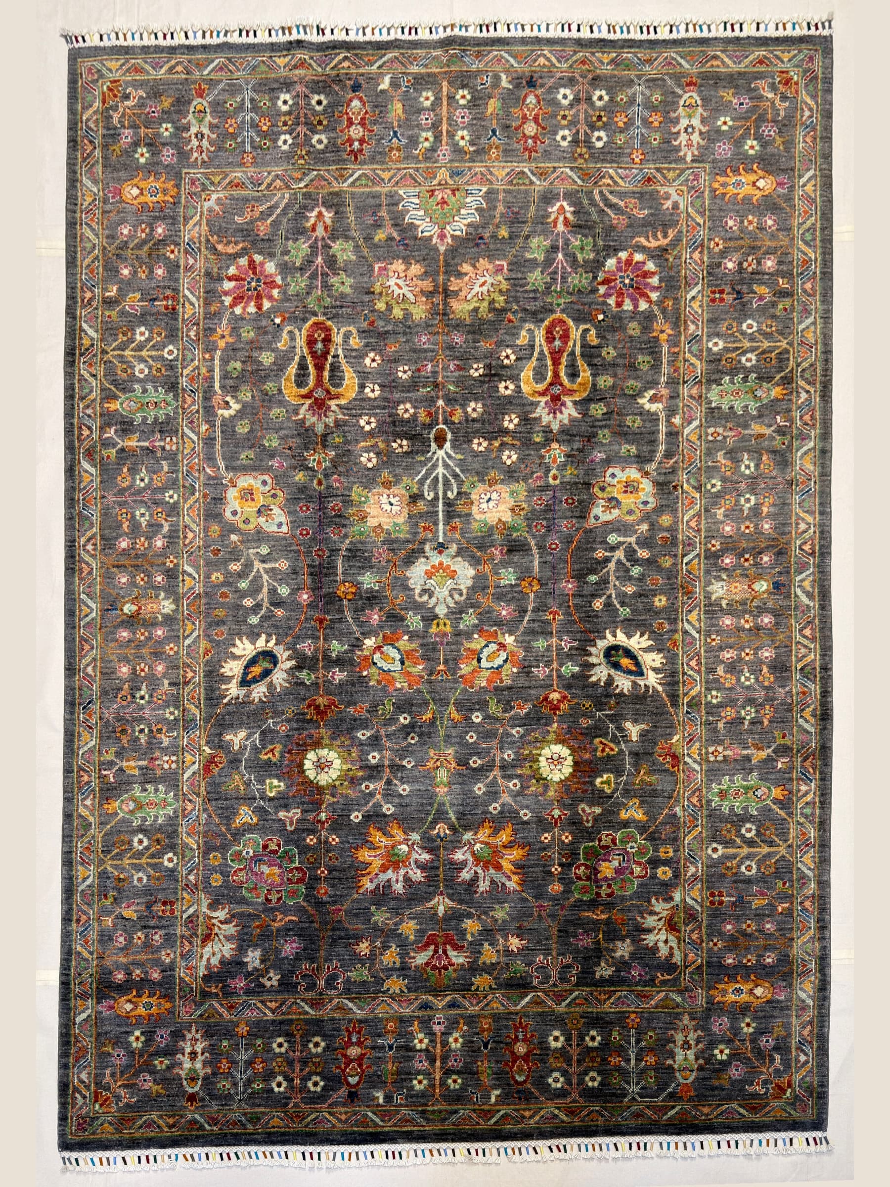 Grey Grey Ottoman Hand-Knotted Wool Rug