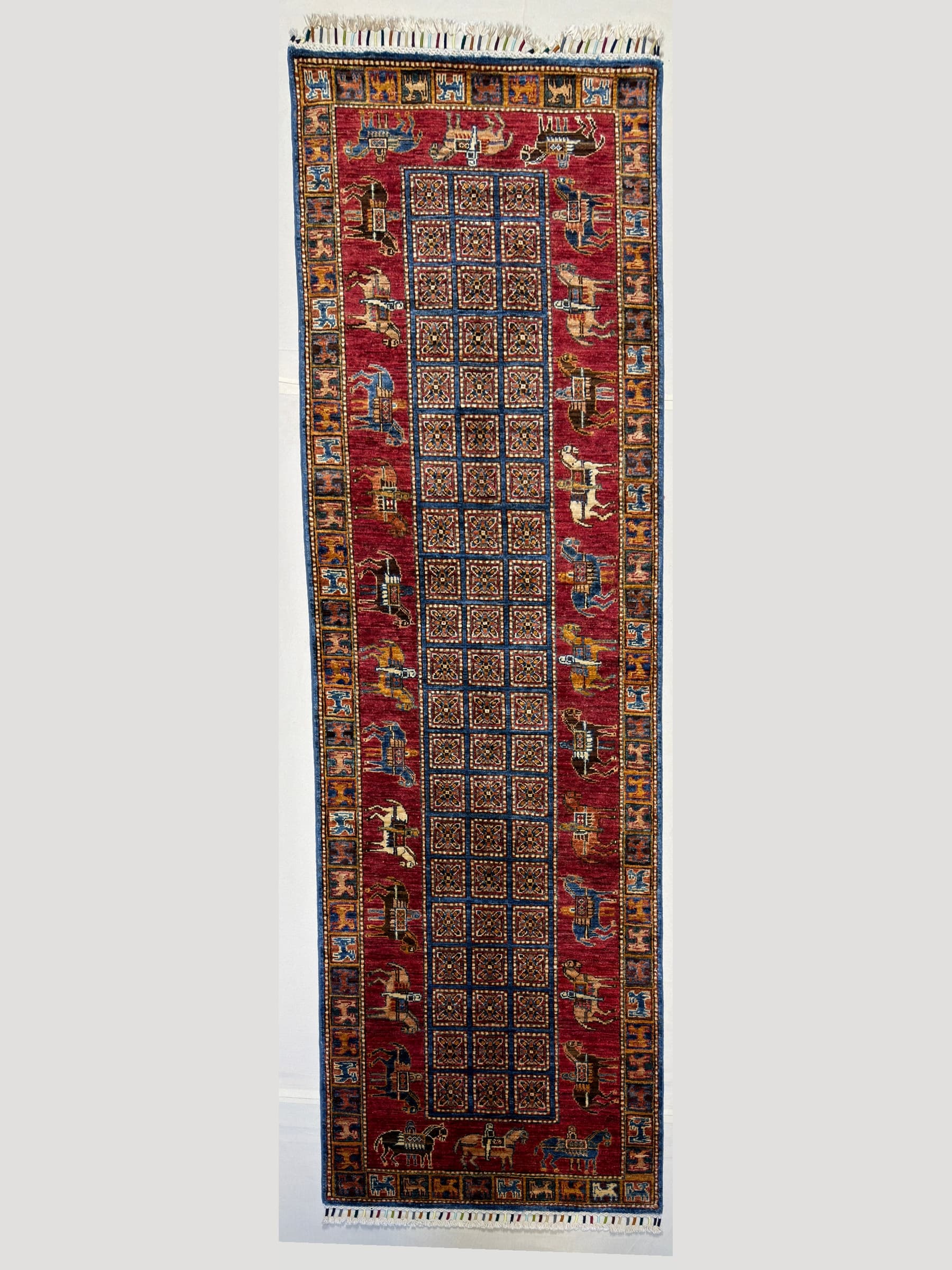 Red Red Pazyryk Hand-Knotted Wool Runner