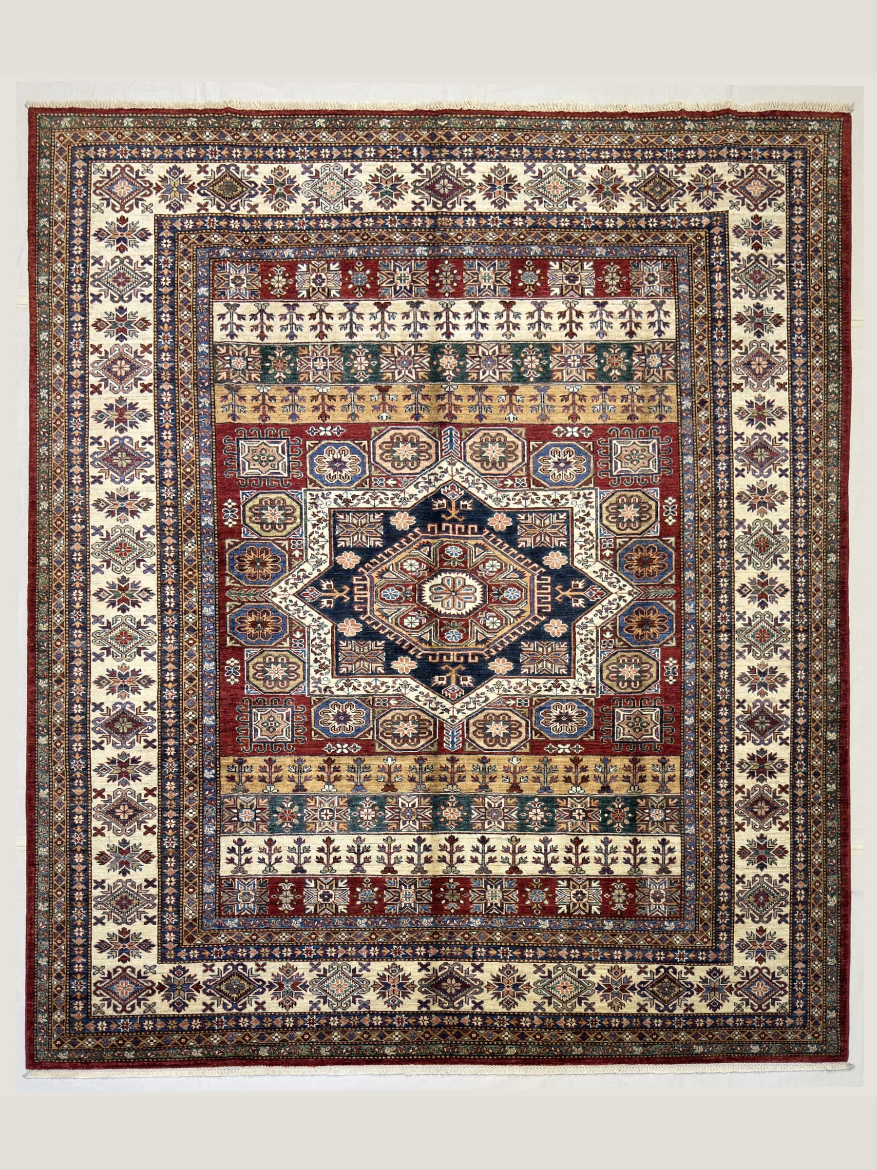 Red Red Turkmen Hand-Knotted Wool Rug