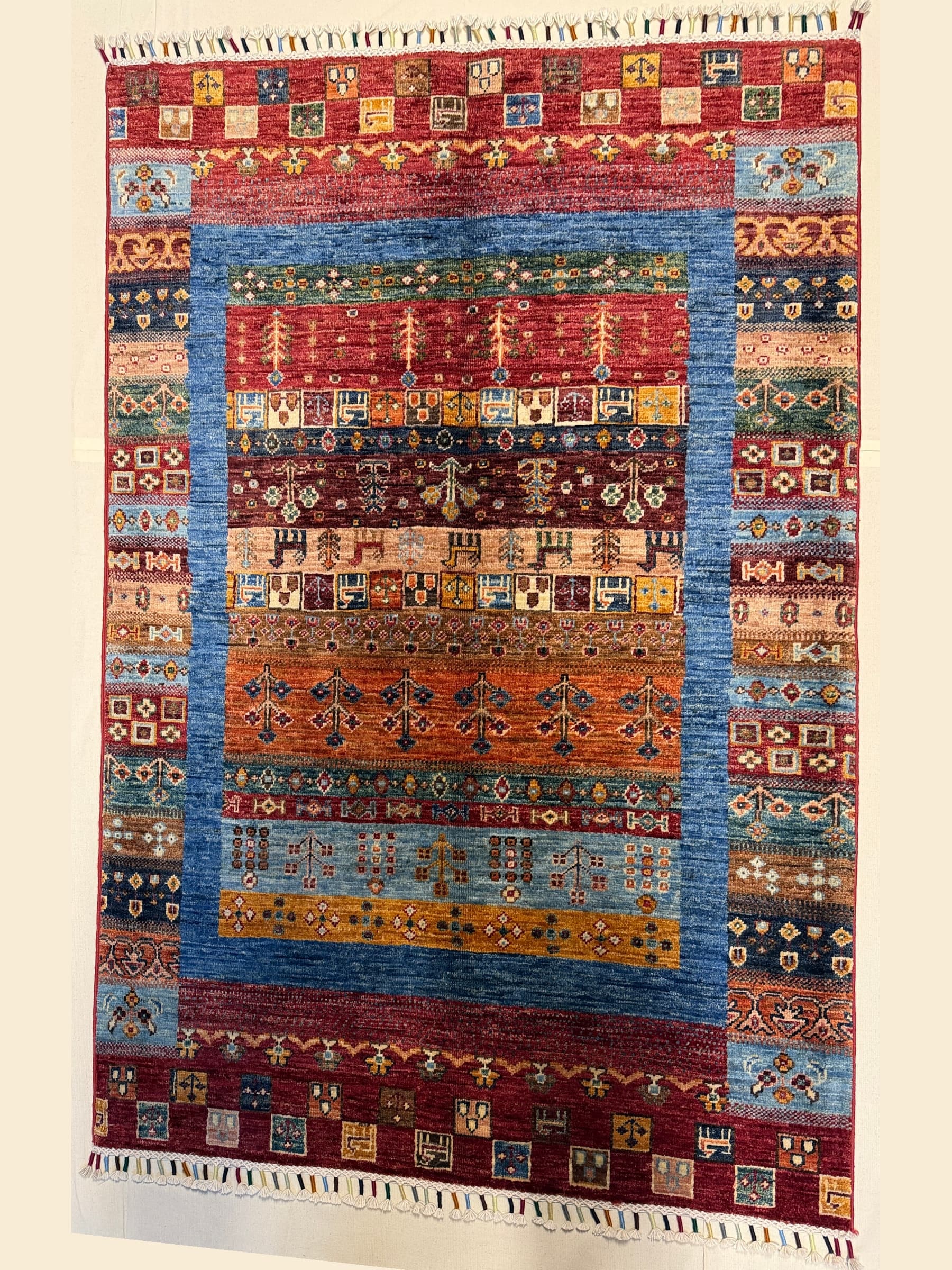 Red Red Gabbeh Hand-Knotted Wool Rug