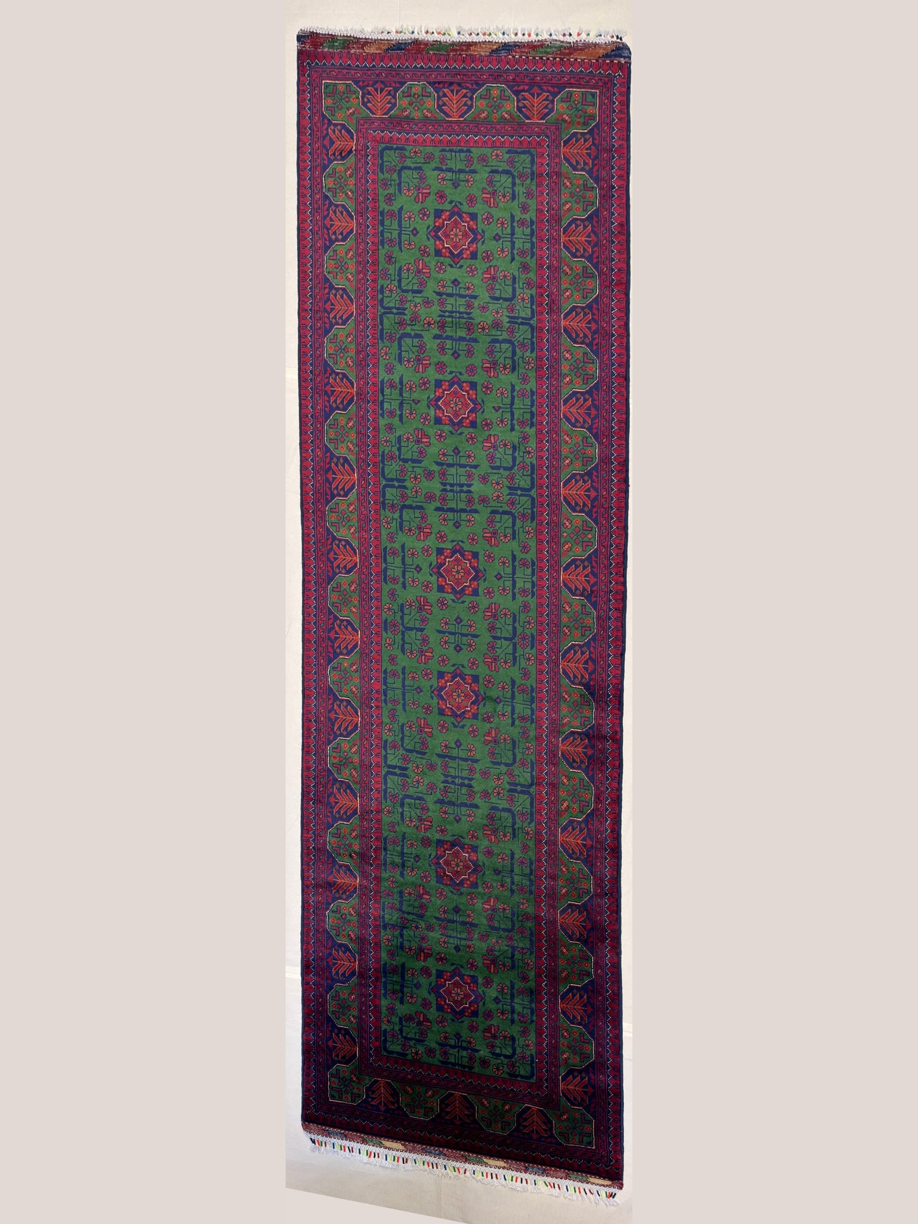 Green Green Khamyab Hand-Knotted Wool Runner