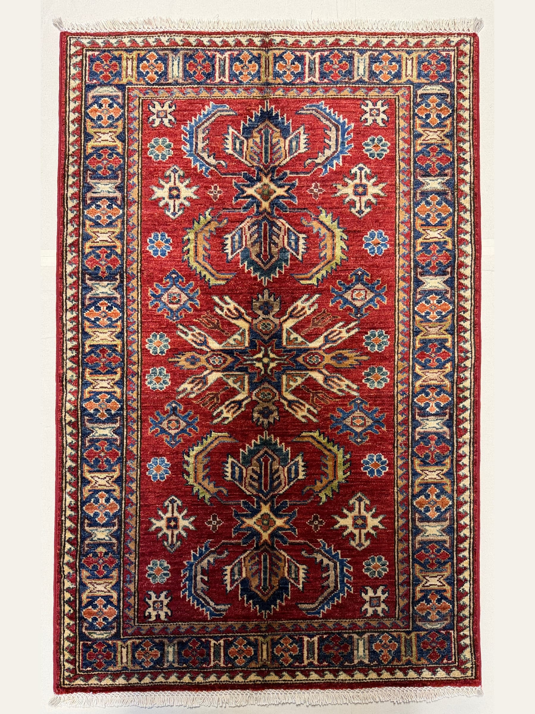 Red Red Turkmen Hand-Knotted Wool Rug