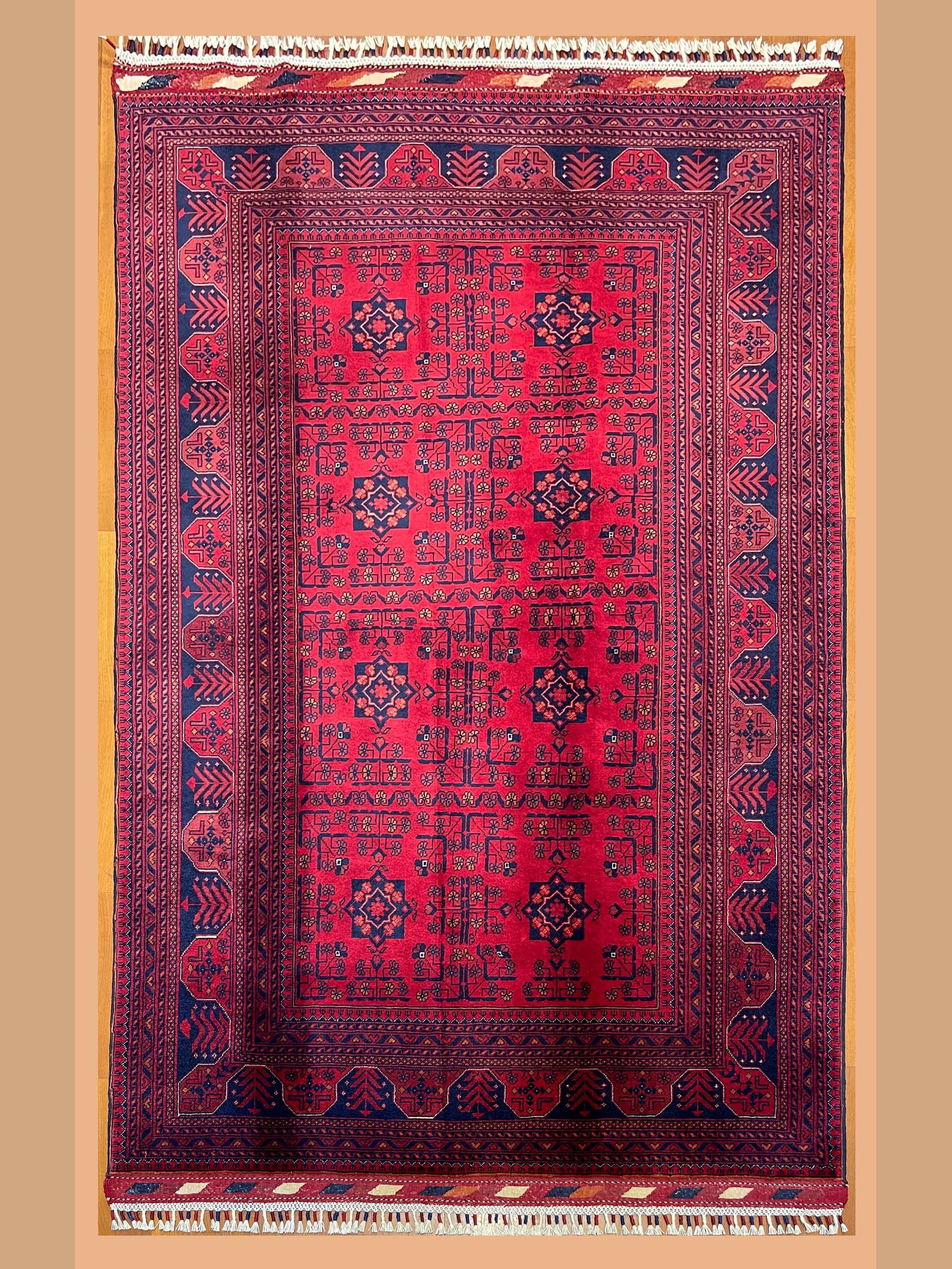Red Red Beljik Hand-Knotted Wool Rug