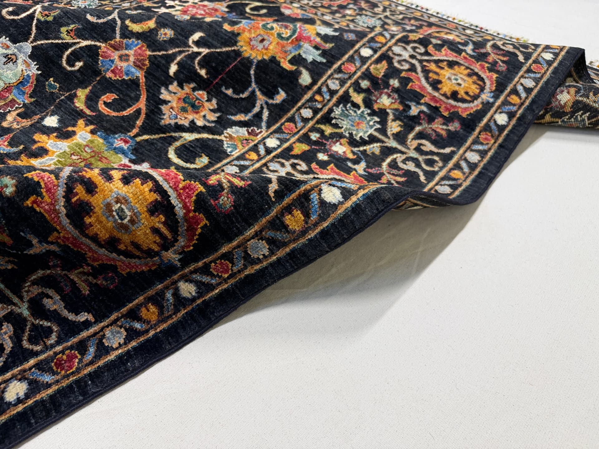 Navy Navy Ottoman Hand-Knotted Wool Rug