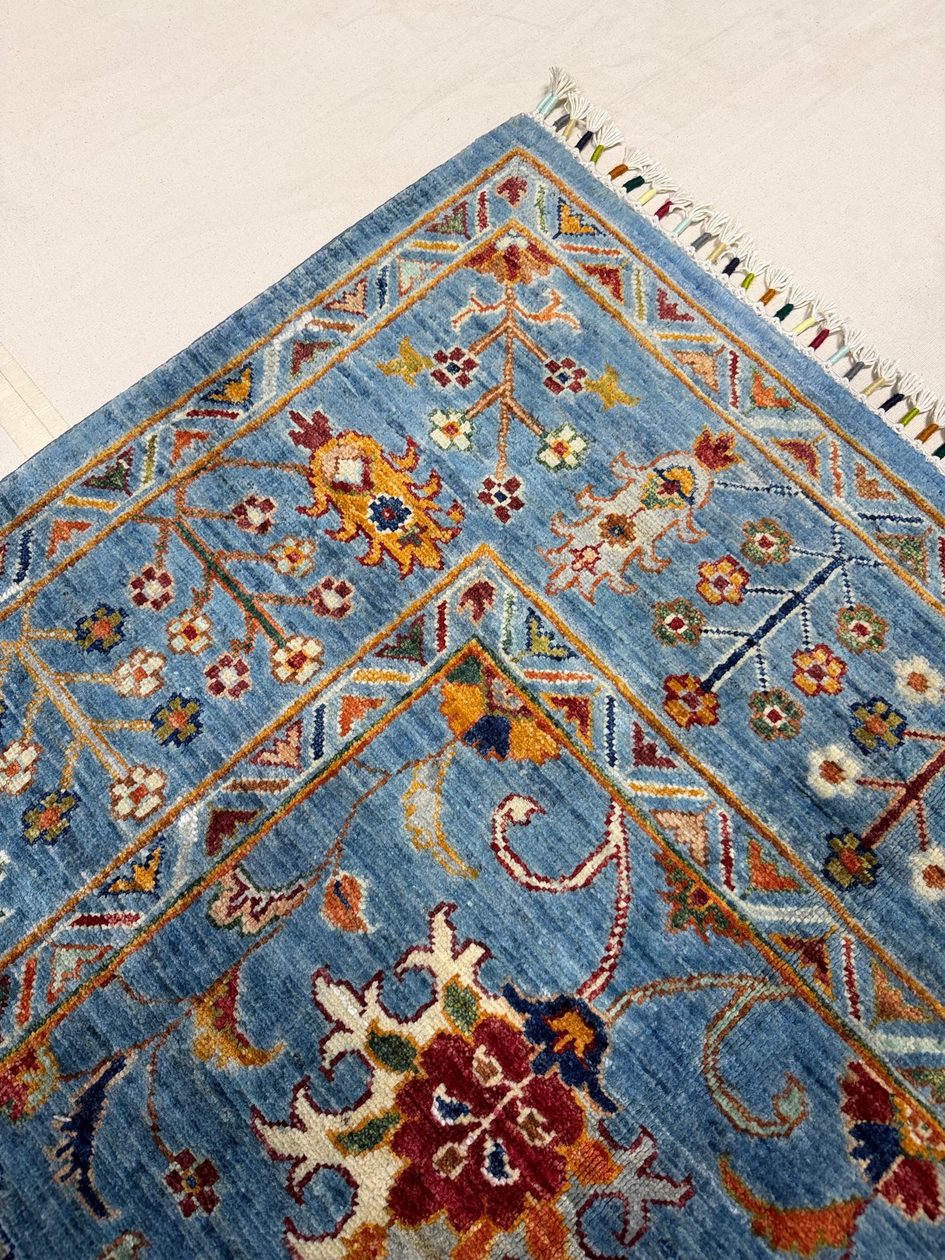 Navy Oushak Hand-Knotted Wool Rug — Detail