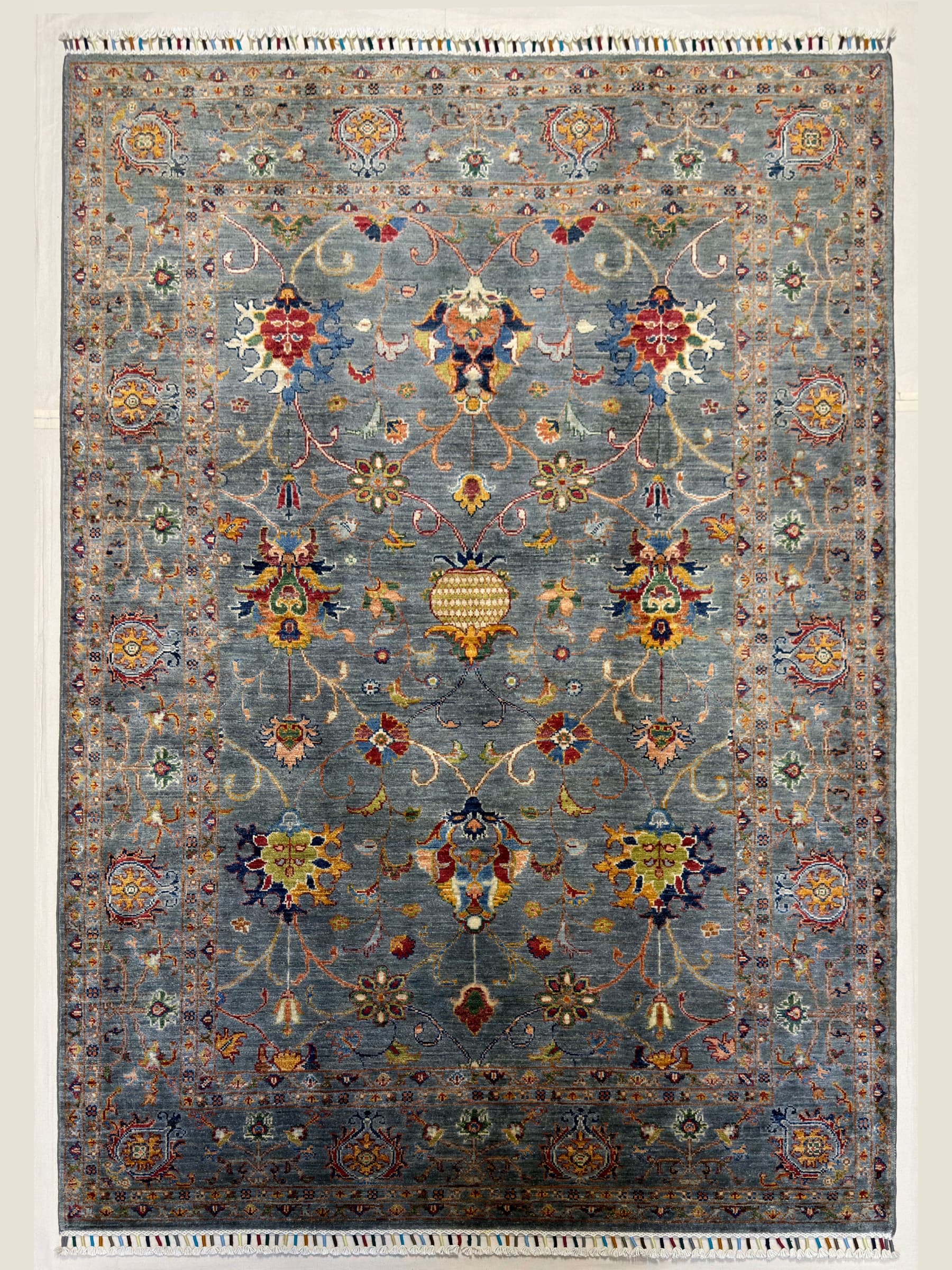 Grey Oushak Hand-Knotted Wool Rug