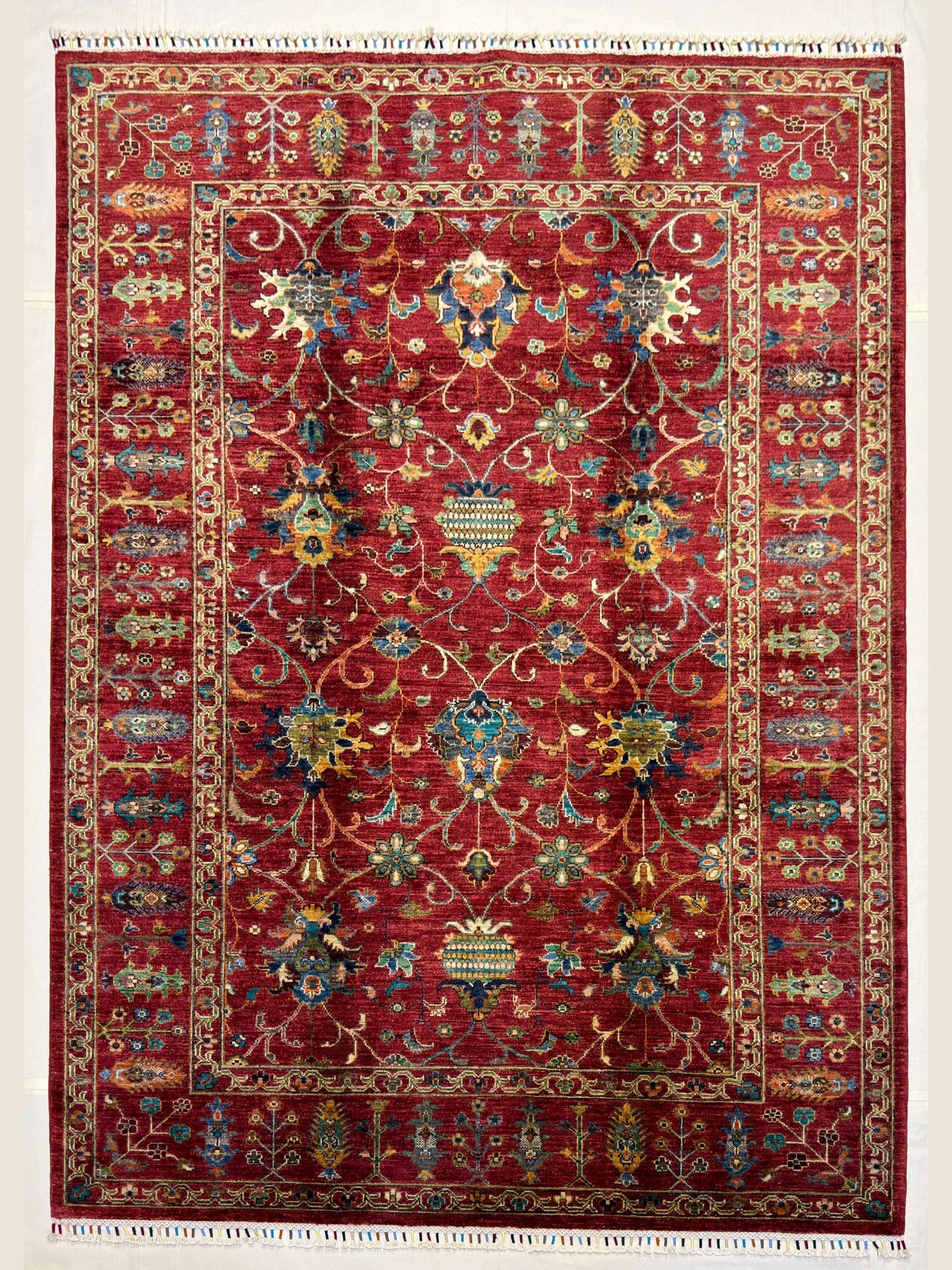 Red Red Ottoman Hand-Knotted Wool Rug