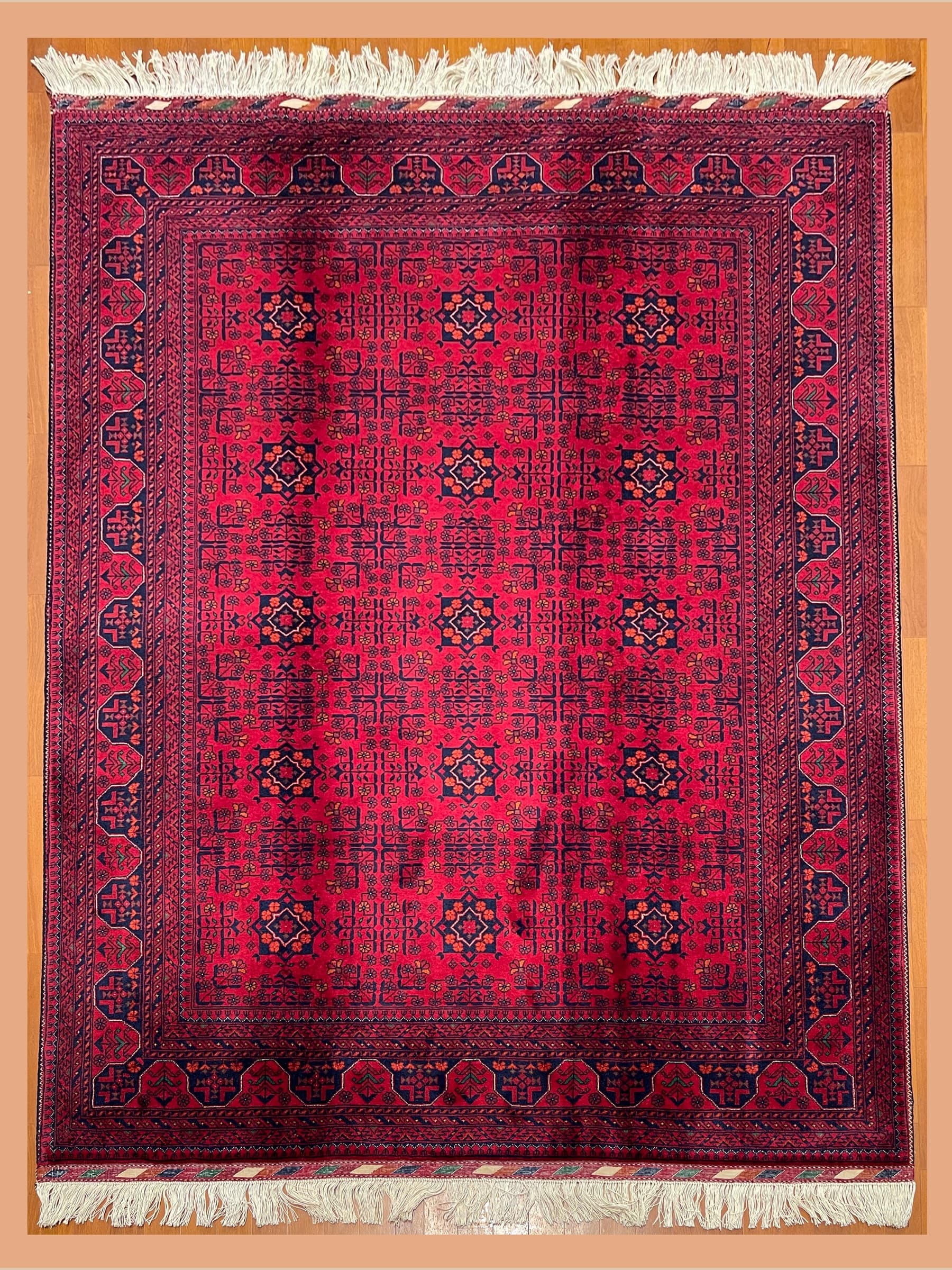 Red Red Beljik Hand-Knotted Wool Rug