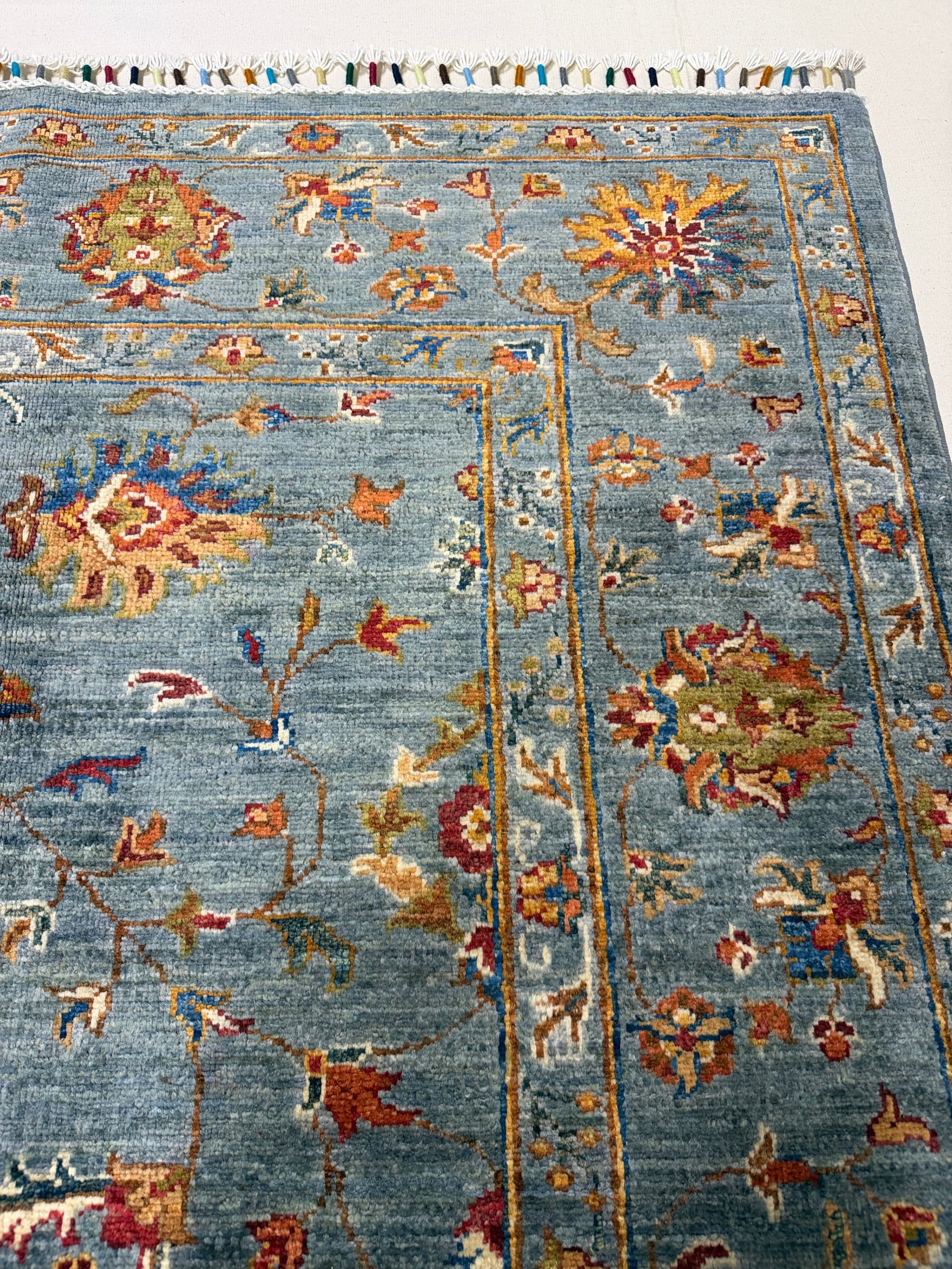 Grey Oushak Hand-Knotted Wool Rug — Detail