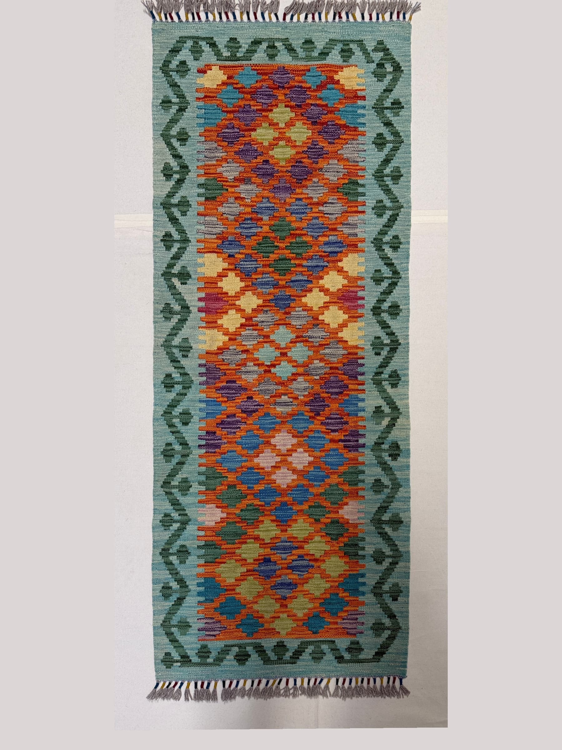 Teal Teal Wool Kilim