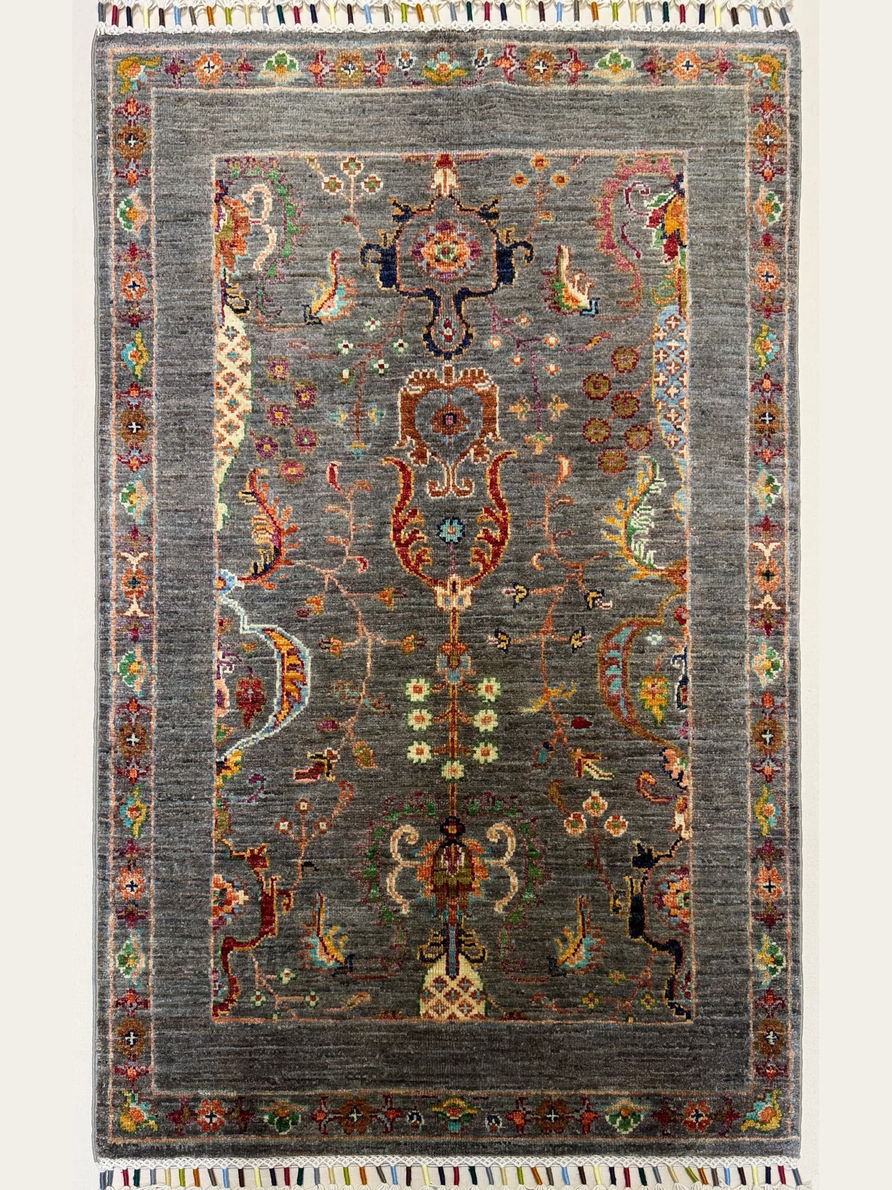 Grey Grey Sultani Hand-Knotted Wool Rug