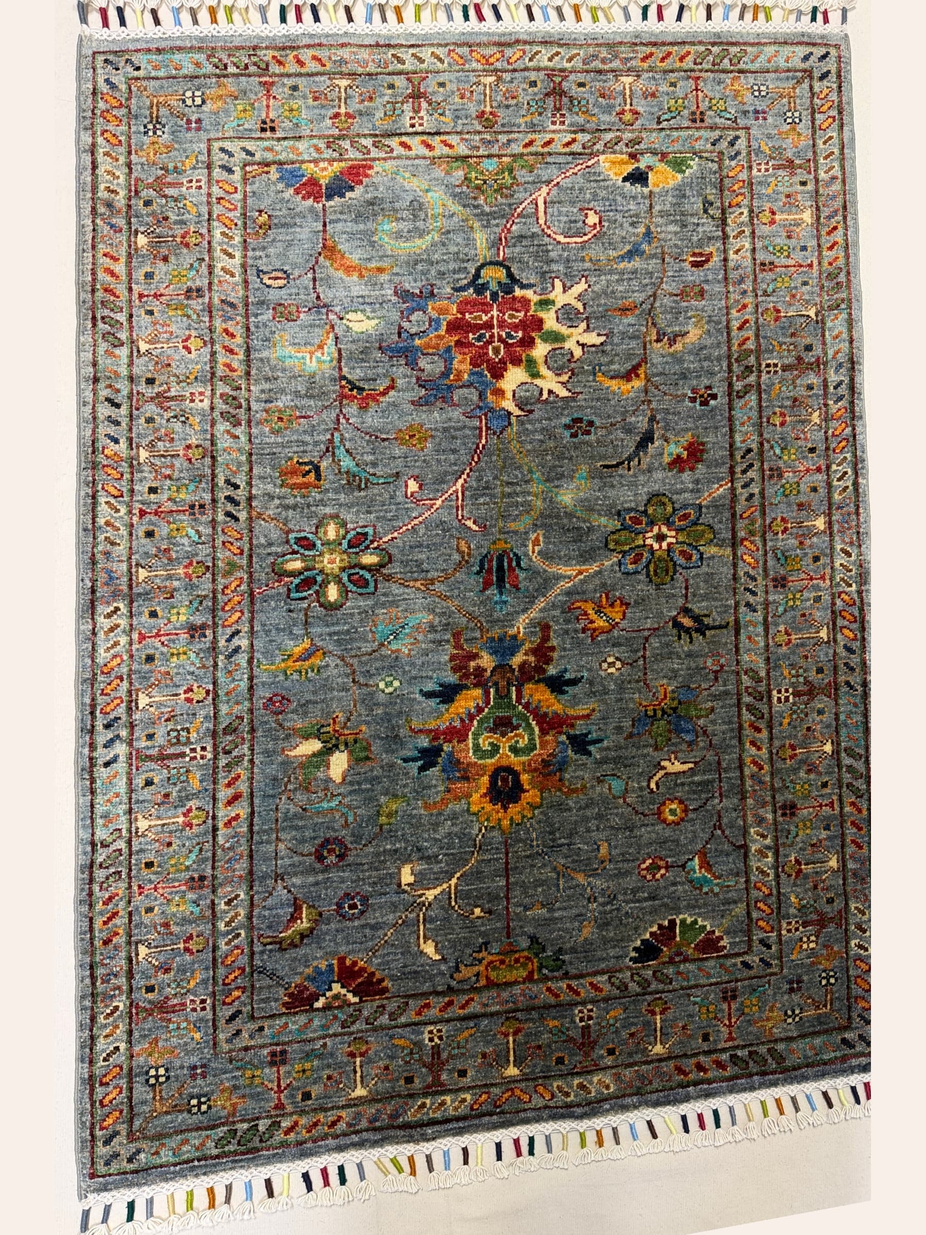 Grey Grey Sultani Hand-Knotted Wool Rug