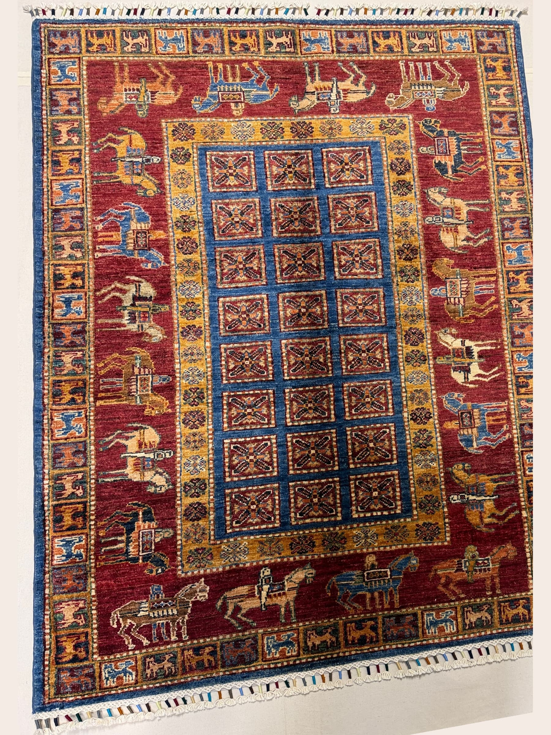 Navy Navy Pazyryk Hand-Knotted Wool Rug