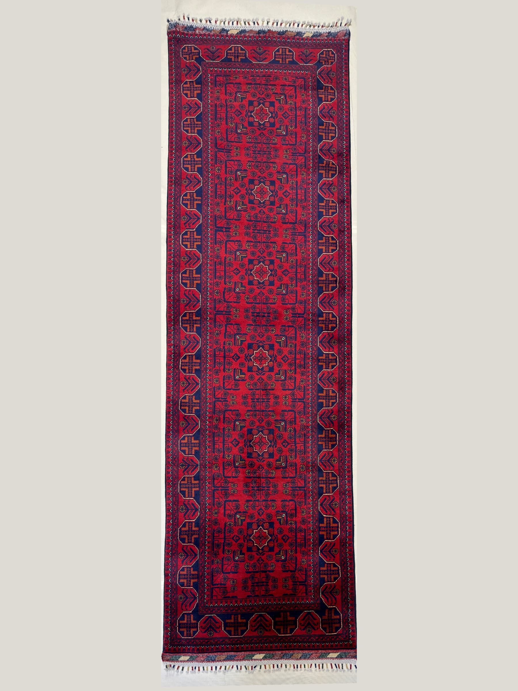 Red Khamyab Hand-Knotted Wool Runner