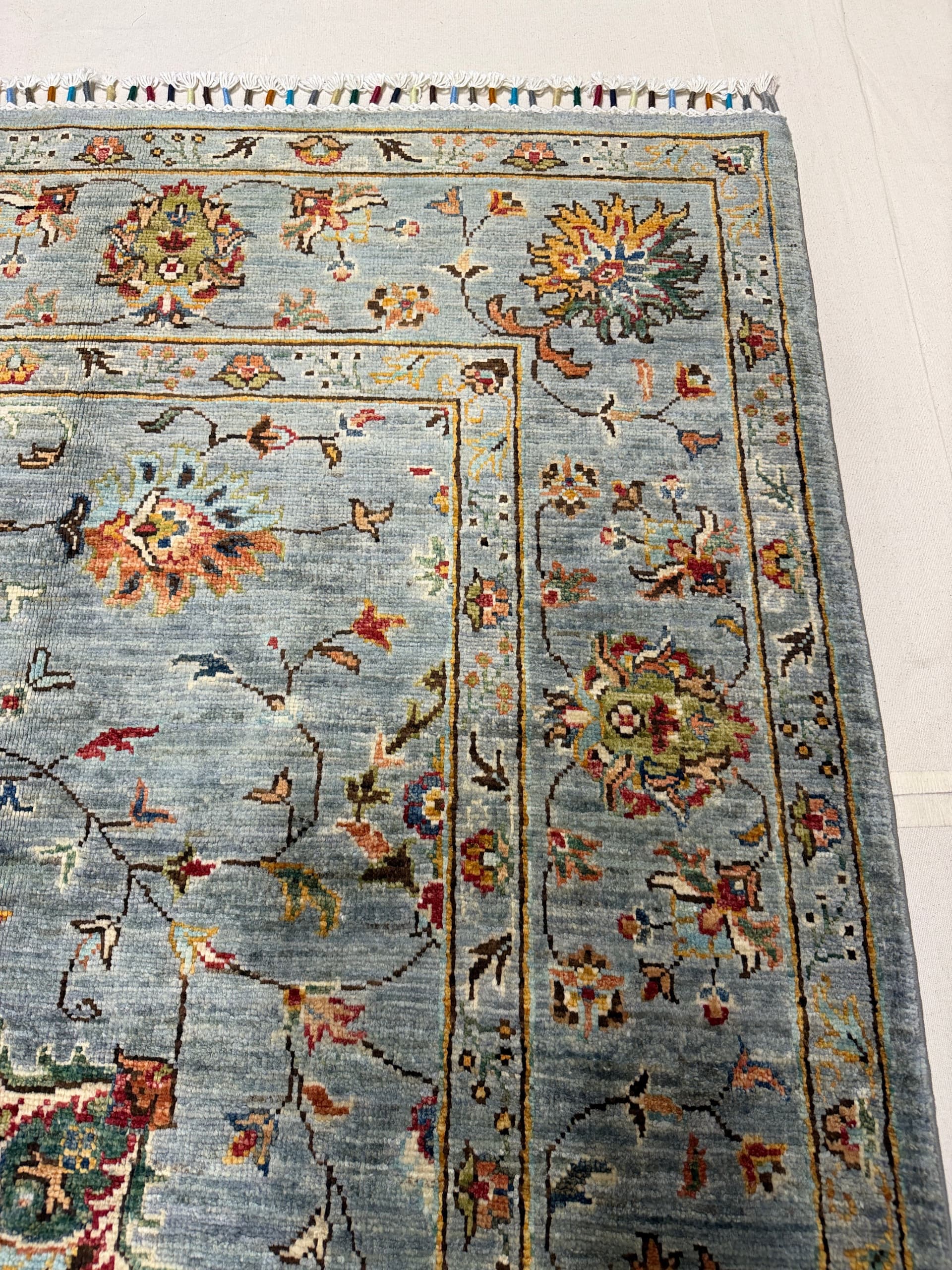 Grey Oushak Hand-Knotted Wool Rug — Detail