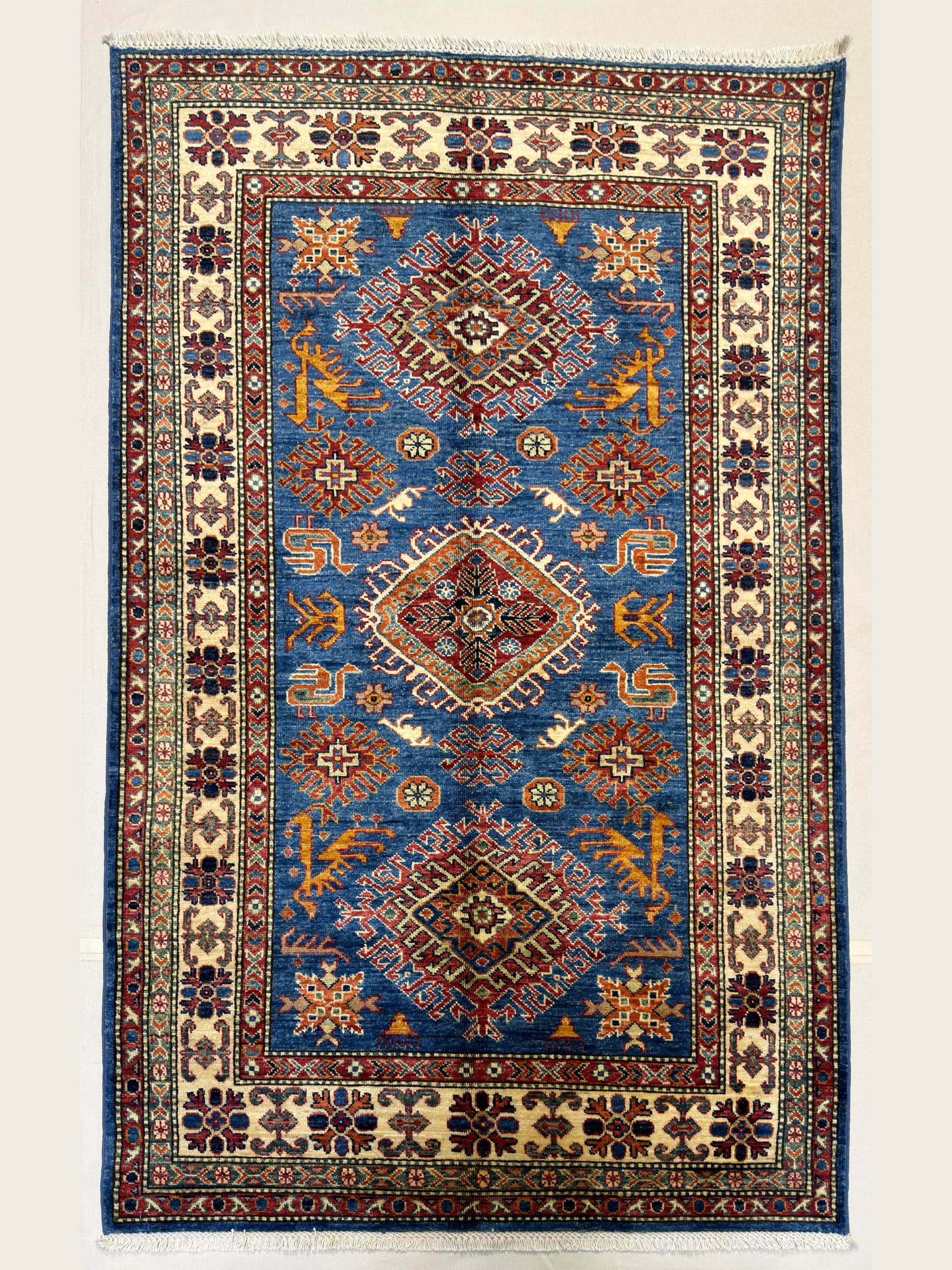 Navy Navy Turkmen Hand-Knotted Wool Rug
