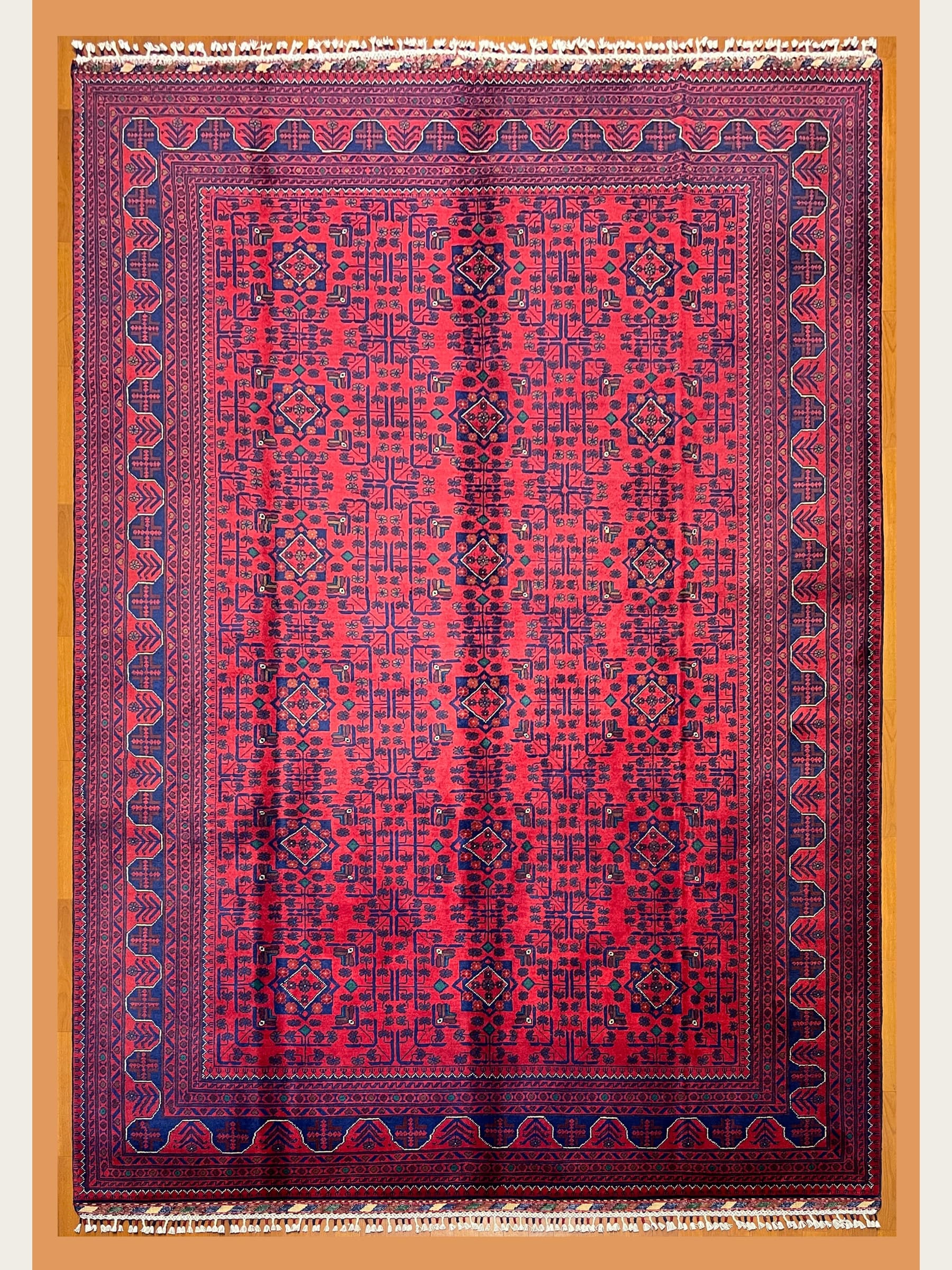 Red Red Khamyab Hand-Knotted Wool Rug