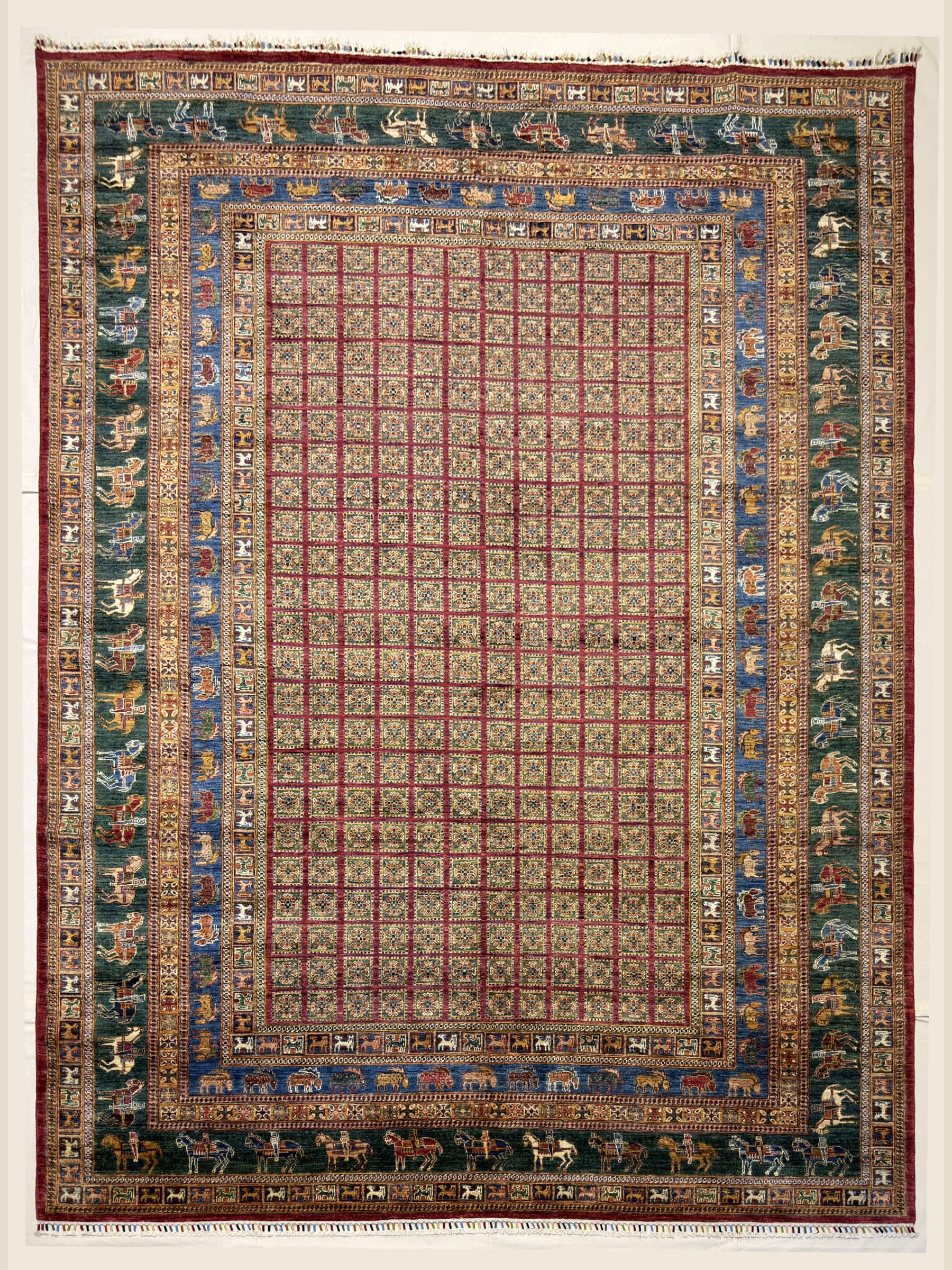 Beige Beige Pazyryk Hand-Knotted Wool Rug