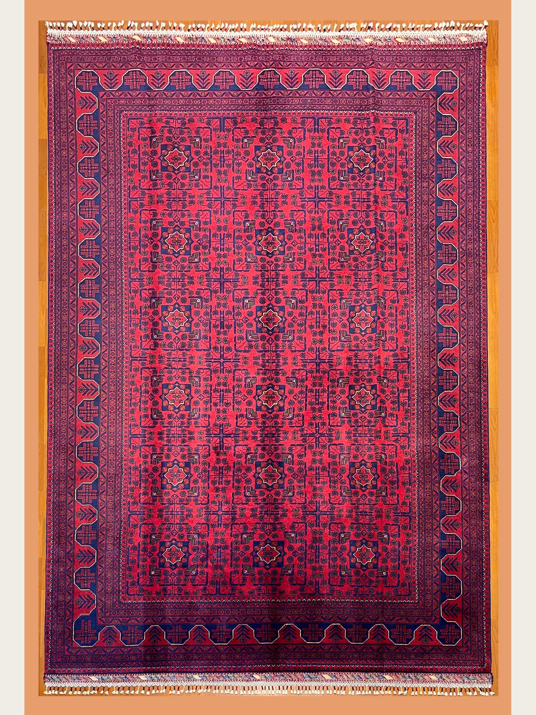 Red Red Khamyab Hand-Knotted Wool Rug