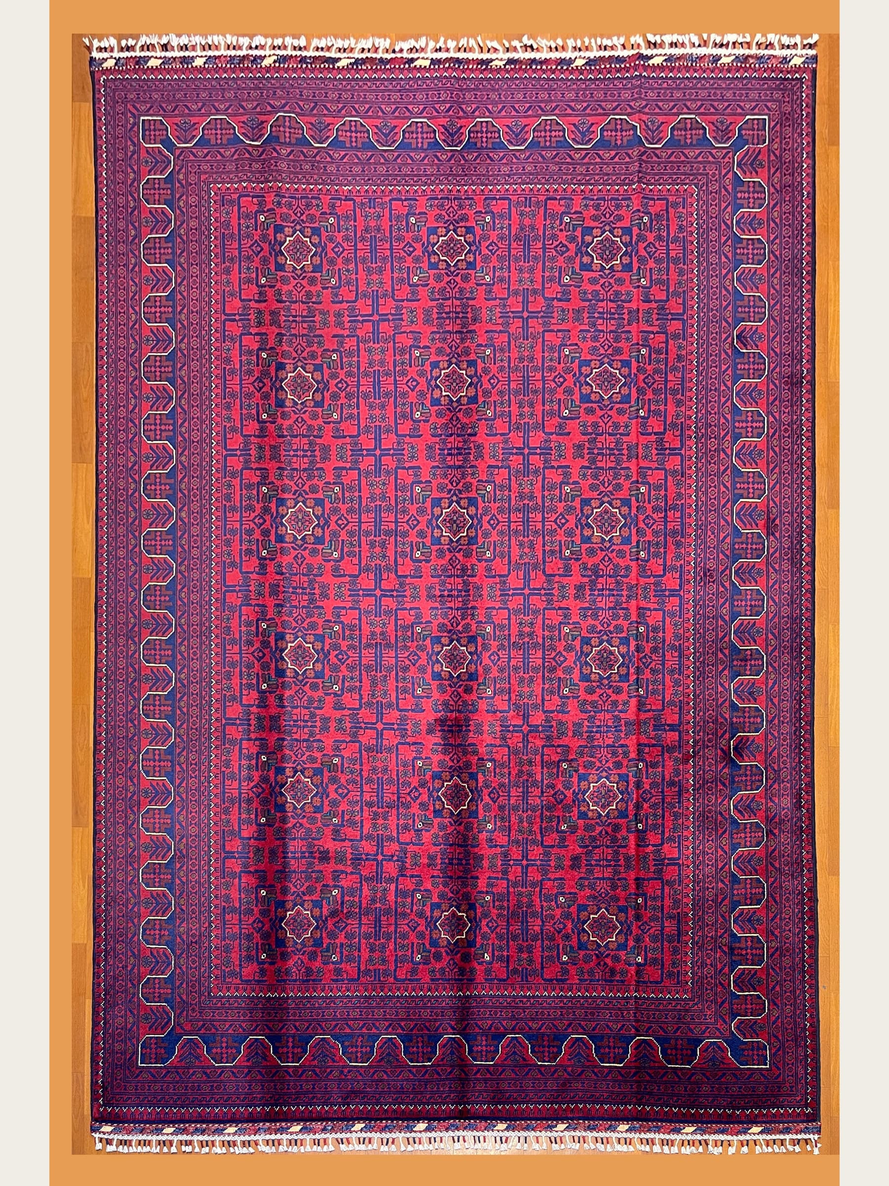 Red Red Khamyab Hand-Knotted Wool Rug
