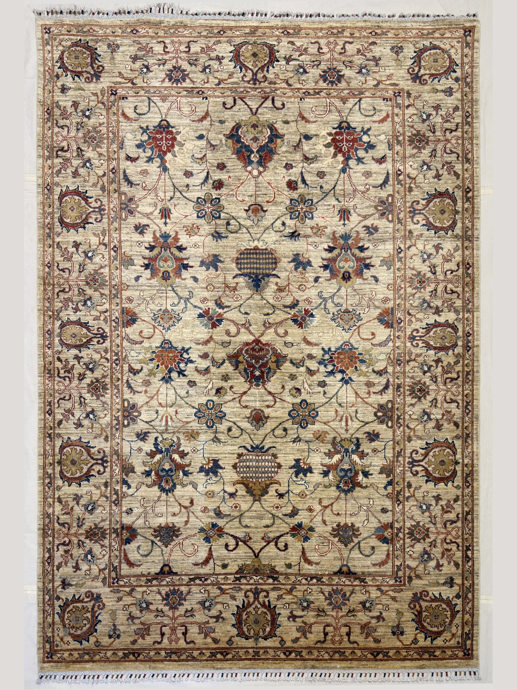 Beige Sultani Hand-Knotted Wool Rug