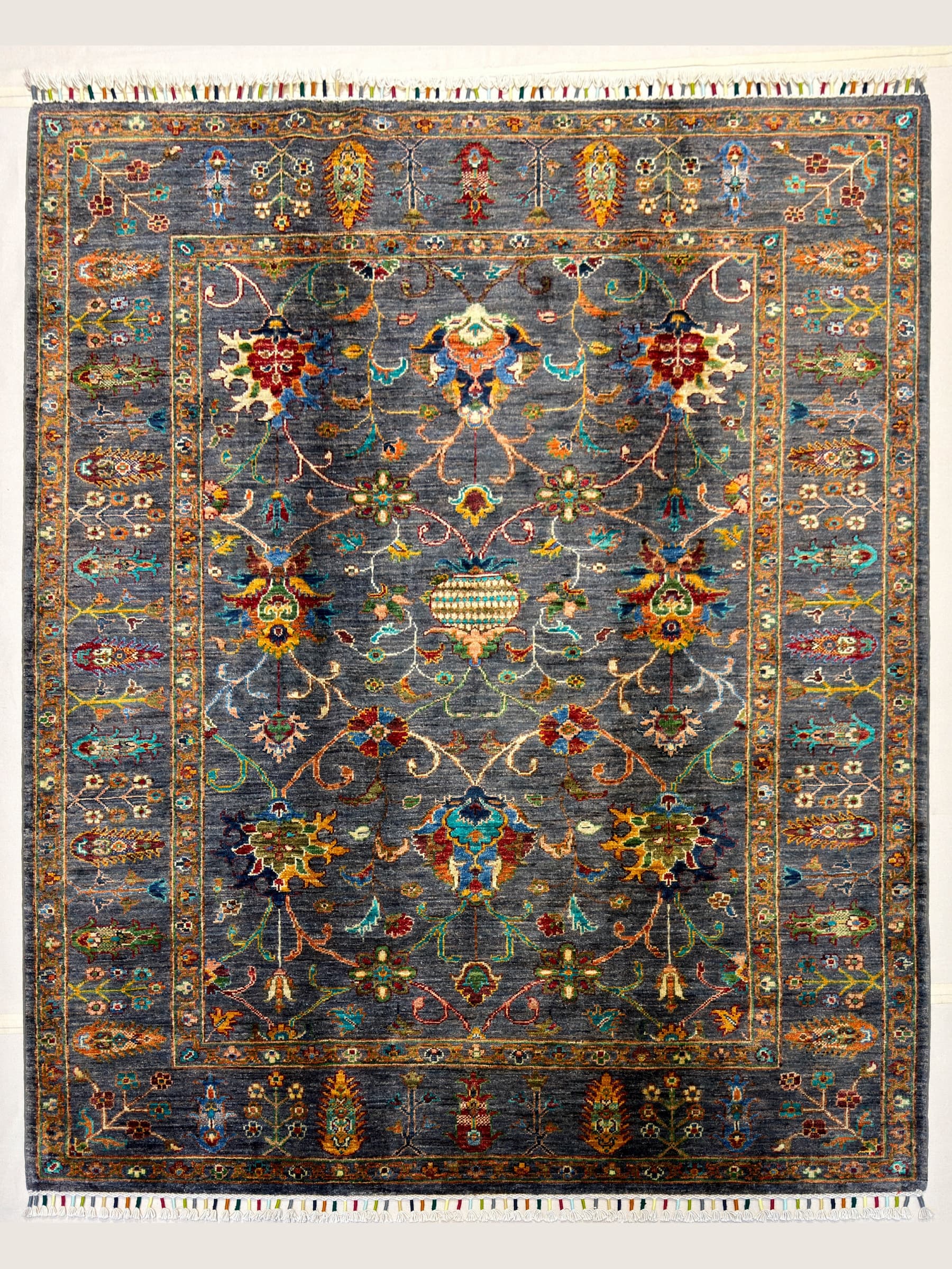 Grey Grey Oushak Hand-Knotted Wool Rug