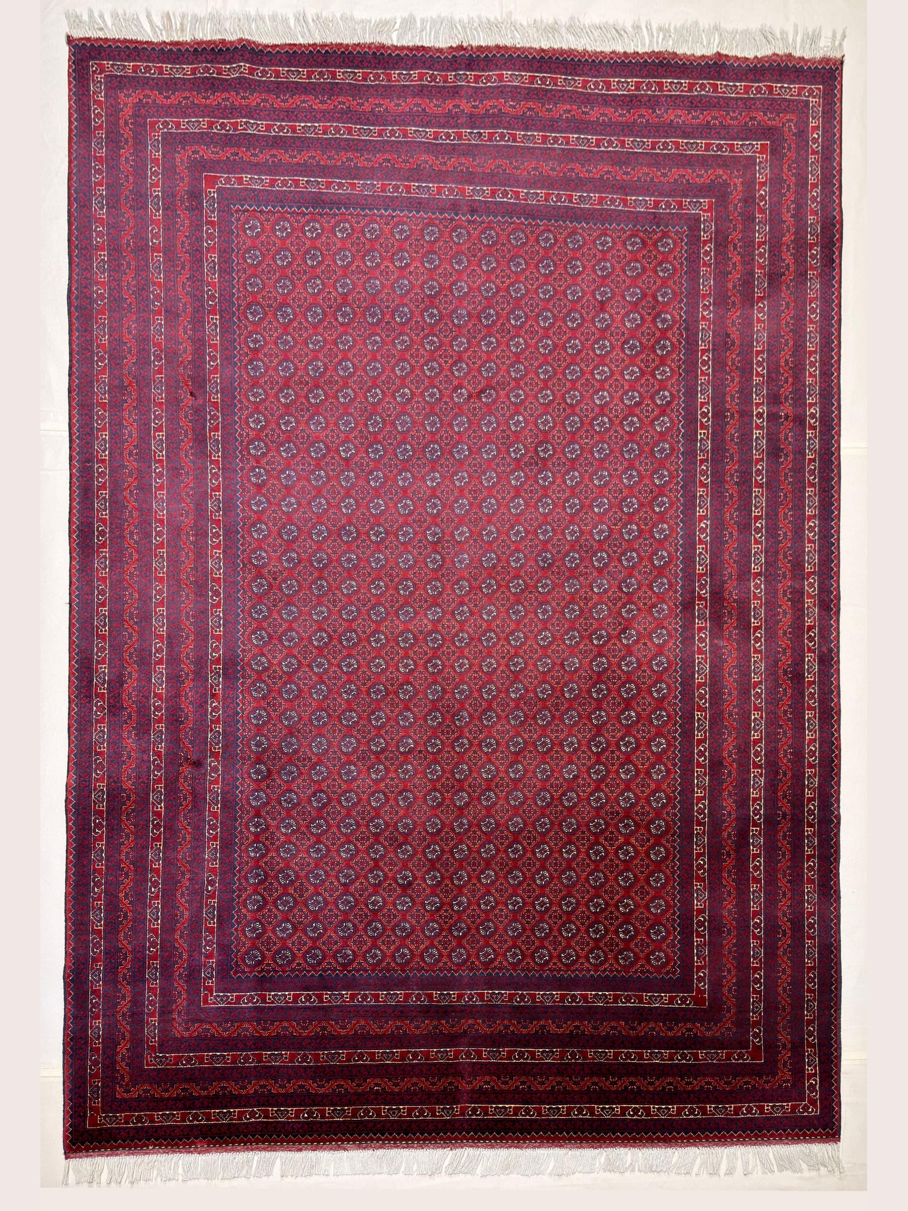 Red Red Bukhara Hand-Knotted Wool Rug