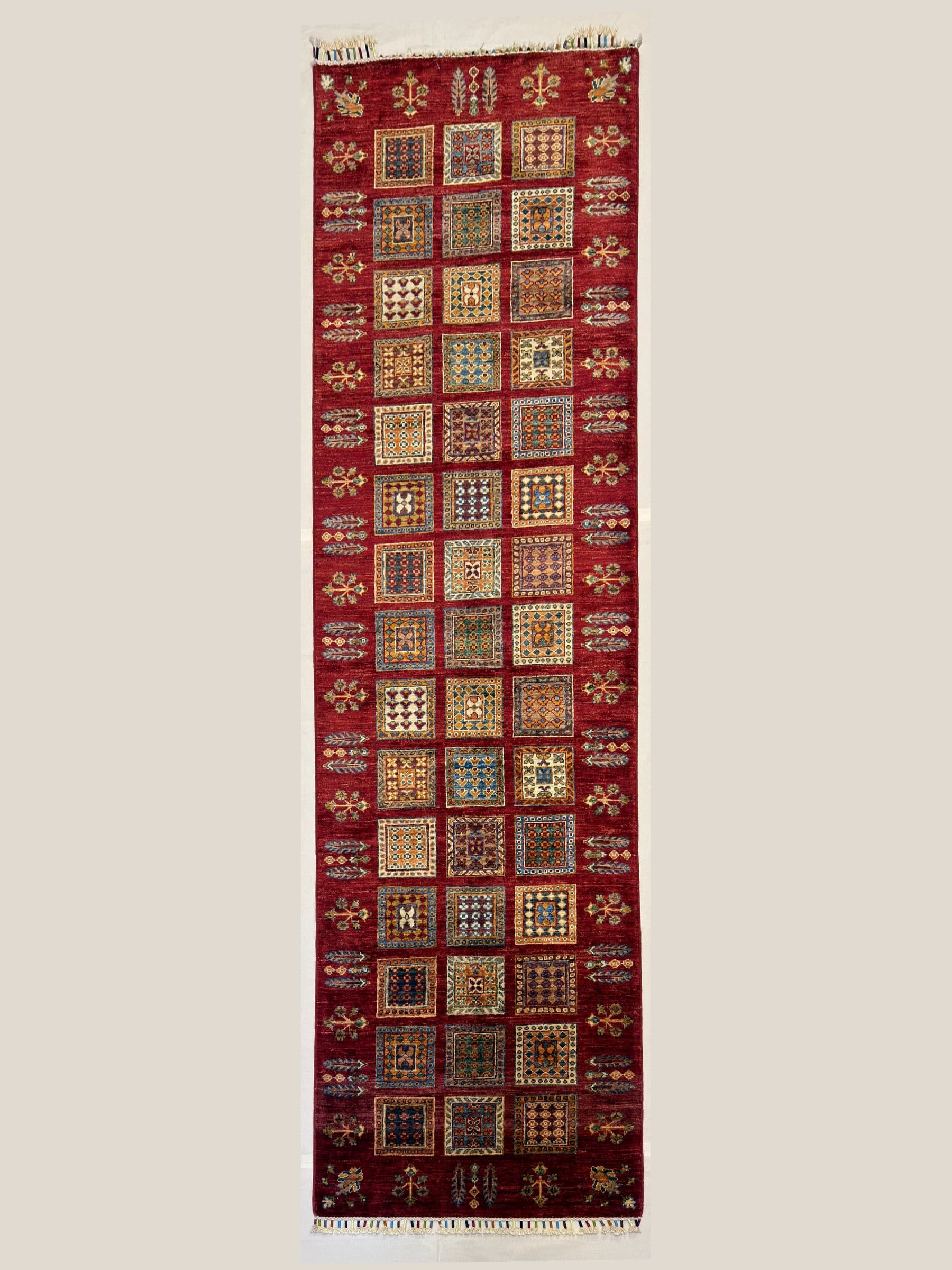 Red Red Bakhtiari Hand-Knotted Wool Runner