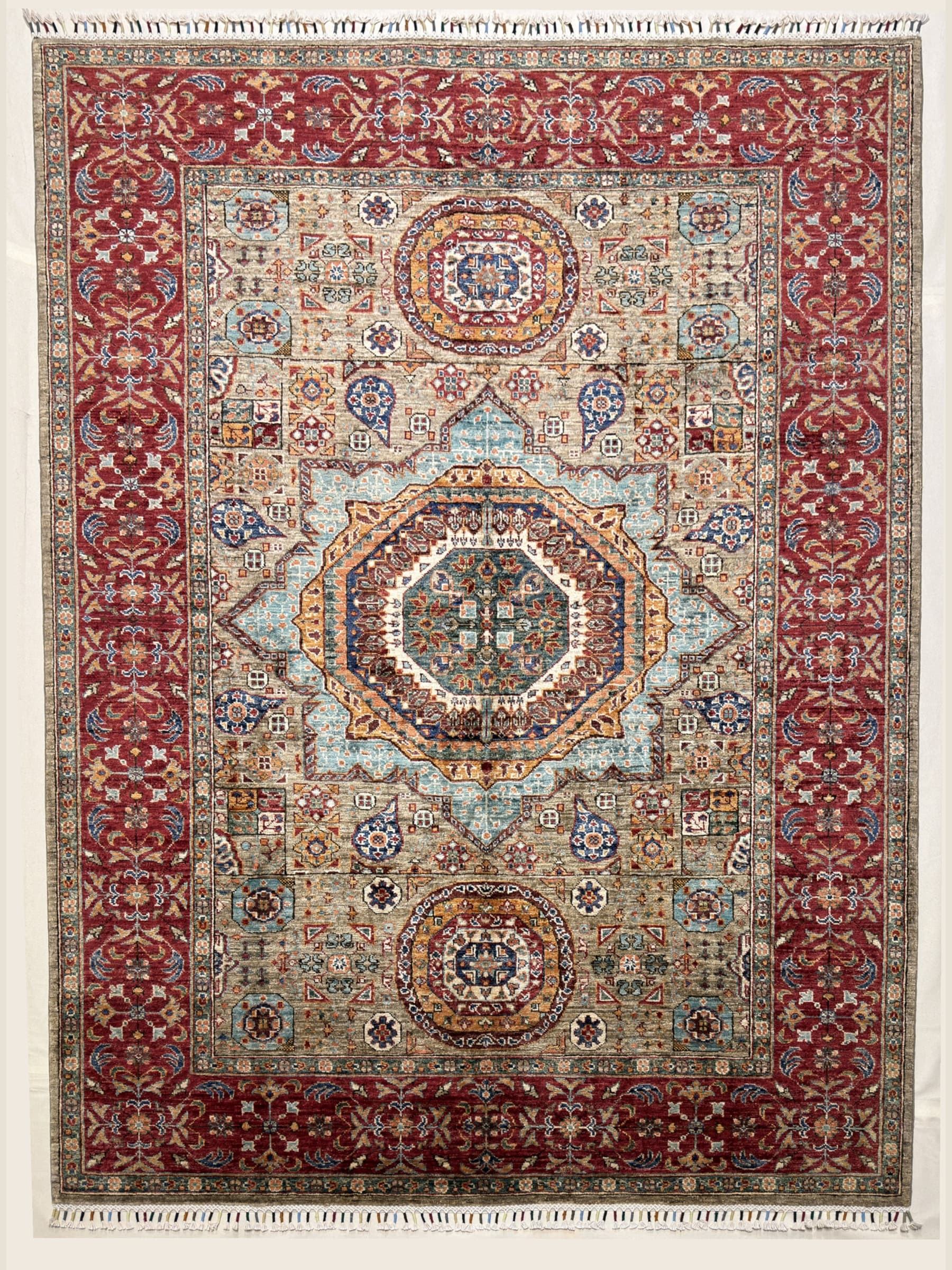 Grey Grey Mamluk Hand-Knotted Wool Rug