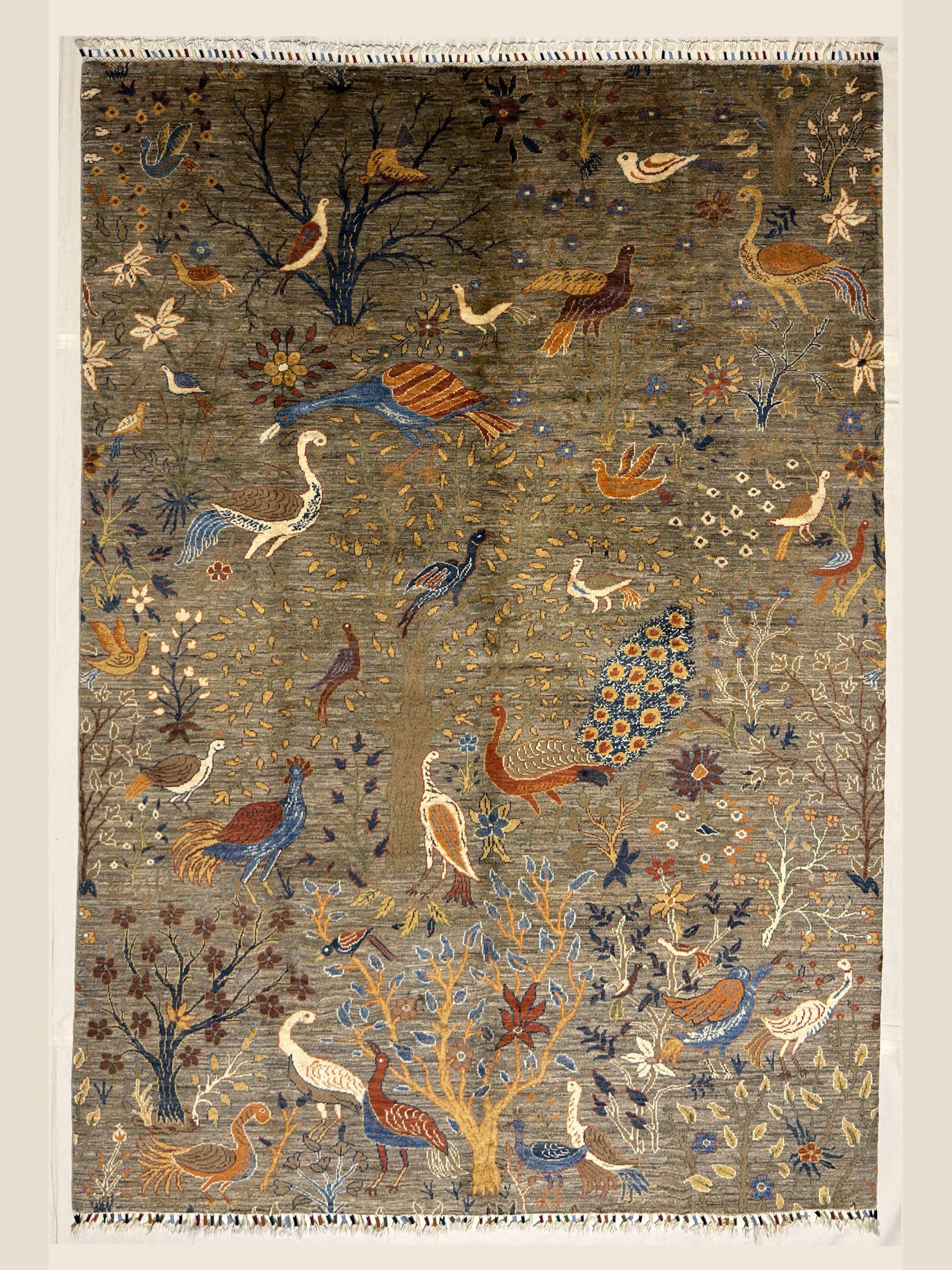 Green Green Tree of Life Hand-Knotted Wool Rug