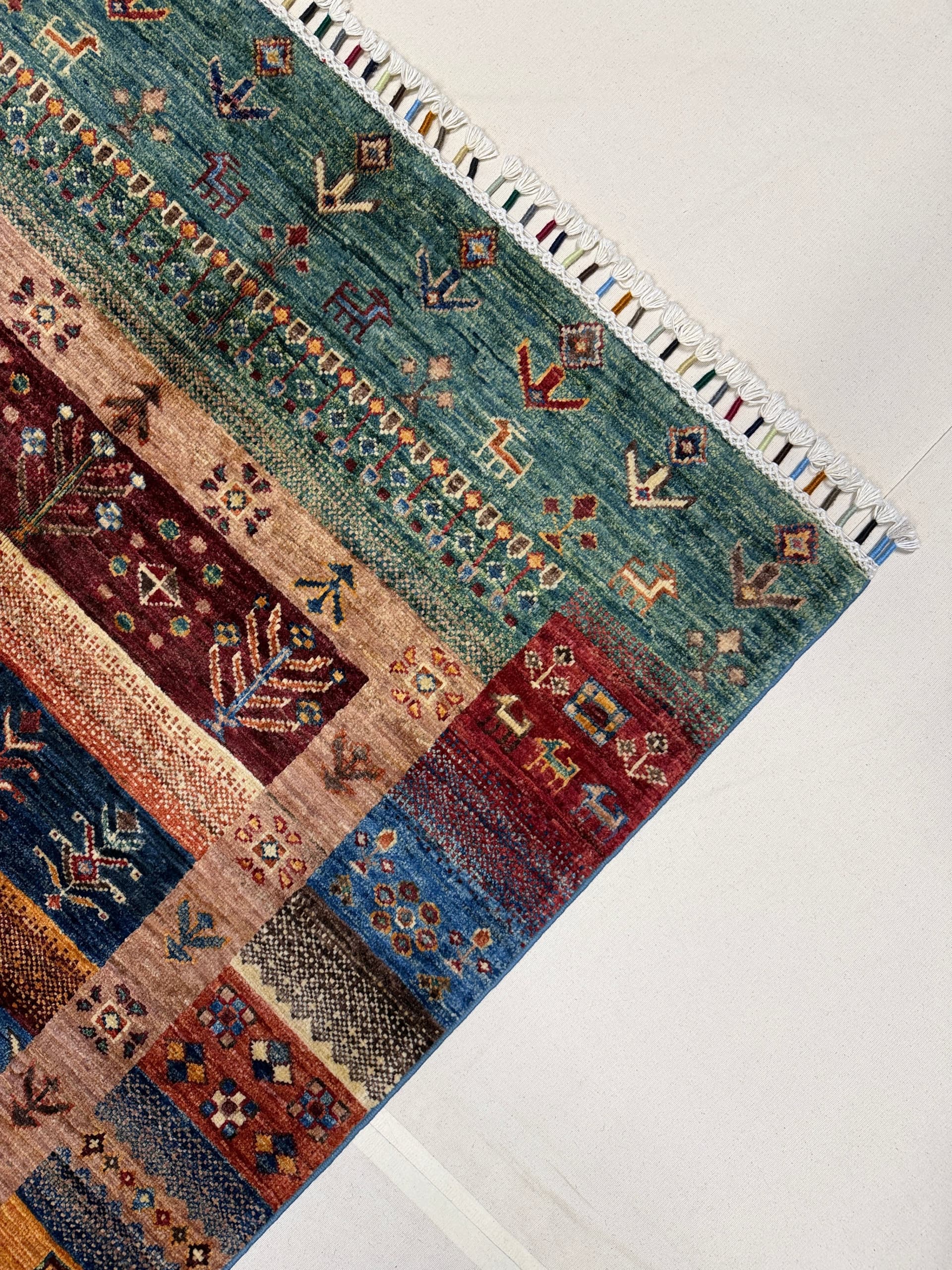 Red Gabbeh Hand-Knotted Wool Rug — Detail