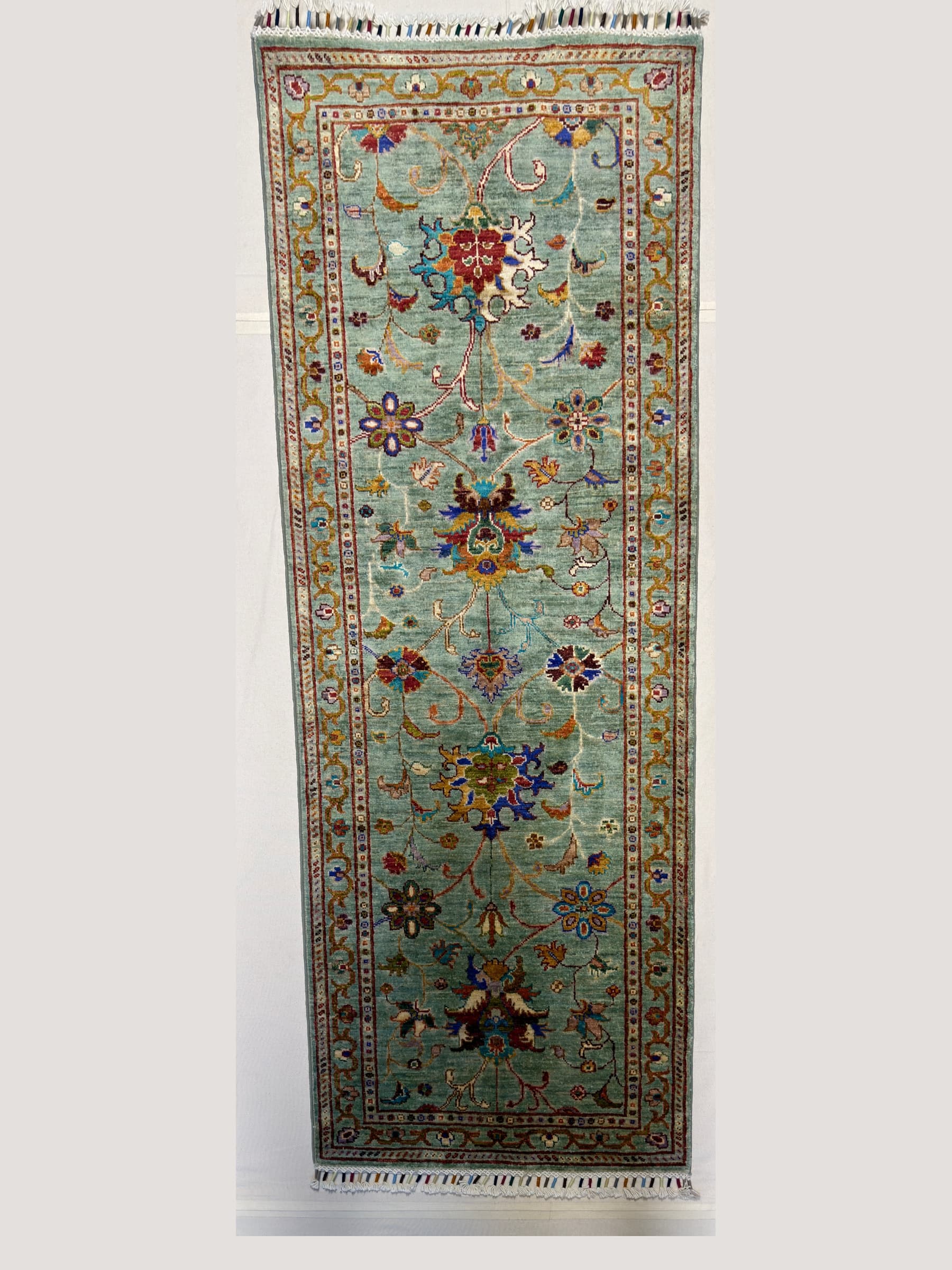Green Green Sultani Hand-Knotted Wool Runner