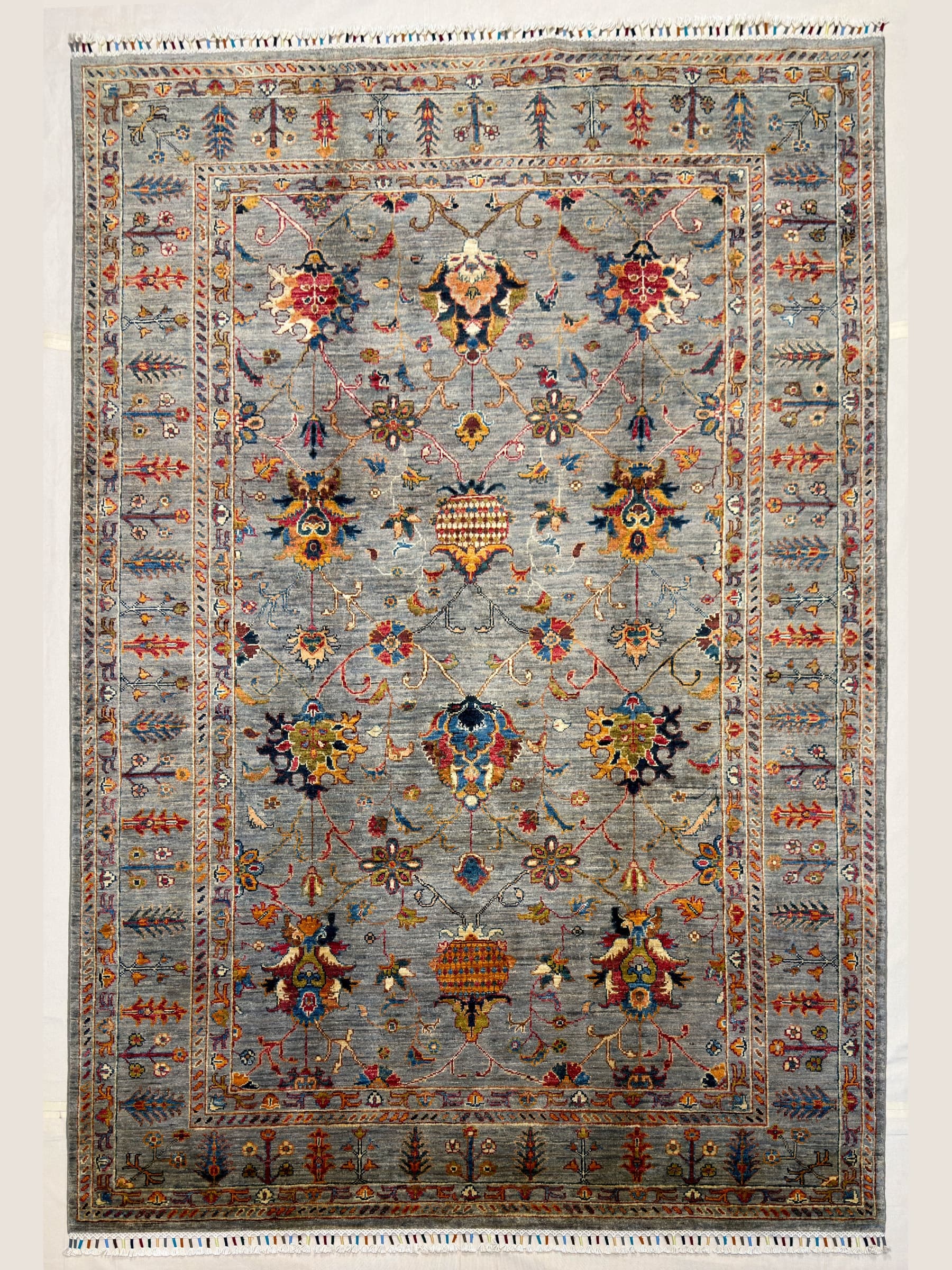 Grey Grey Oushak Hand-Knotted Wool Rug