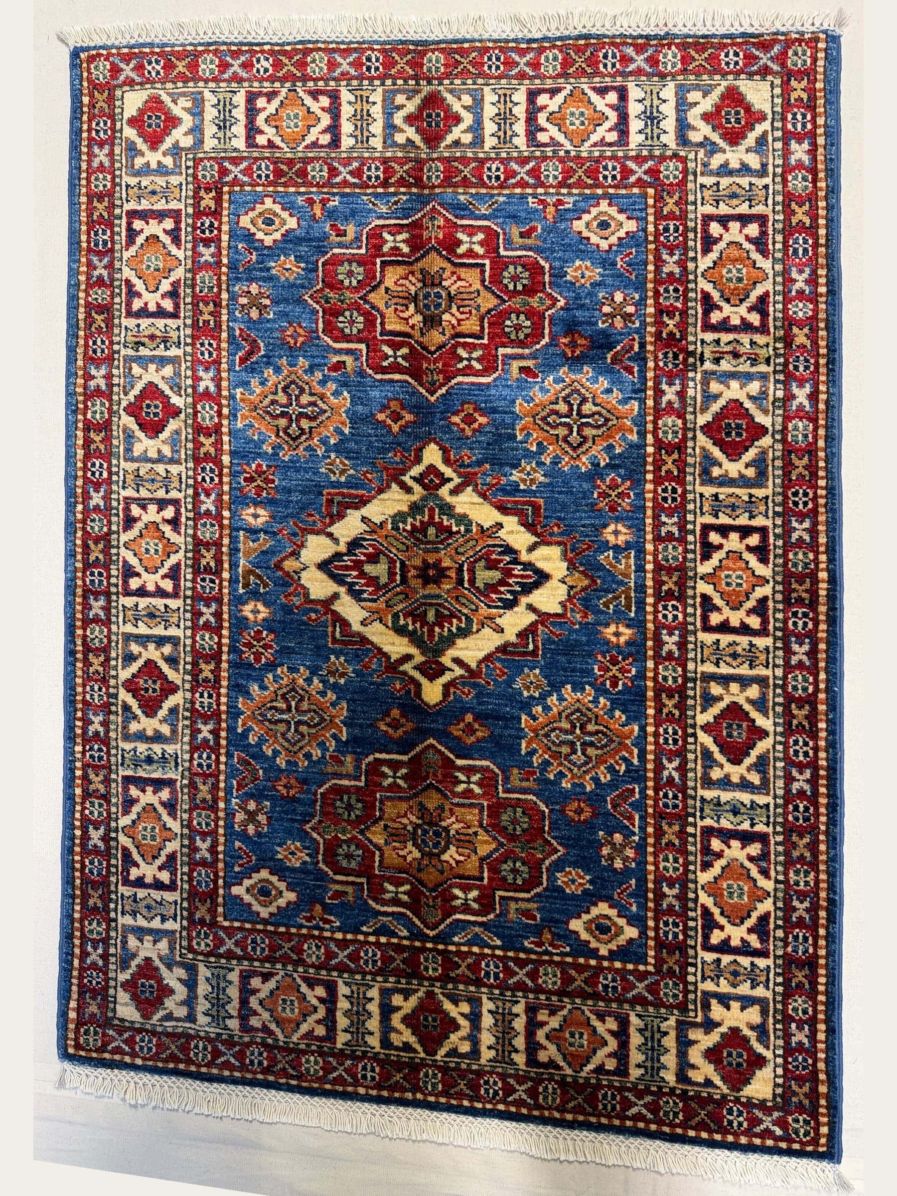 Navy Navy Turkmen Hand-Knotted Wool Rug