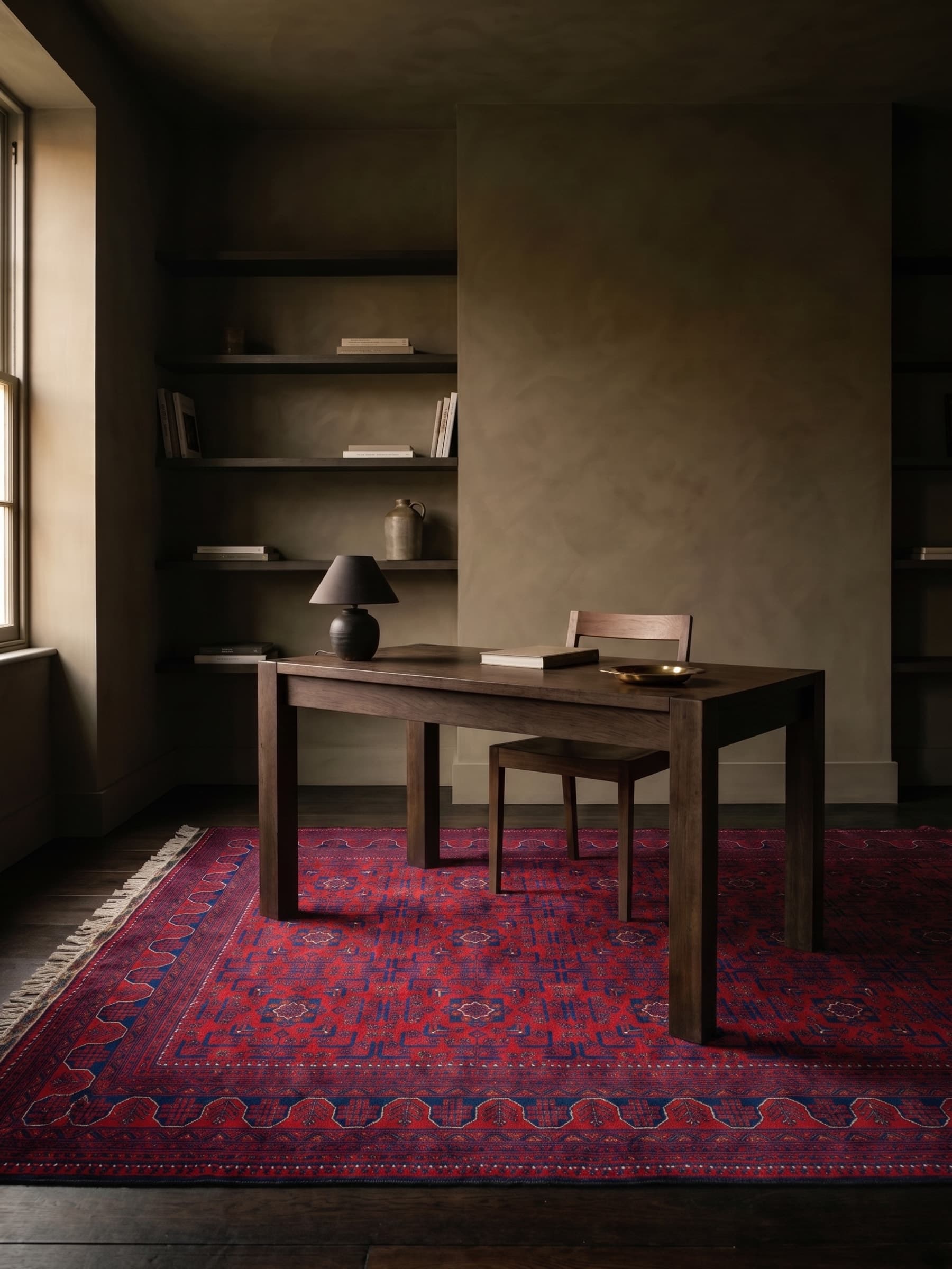 Red Khamyab Hand-Knotted Wool Rug — Room view
