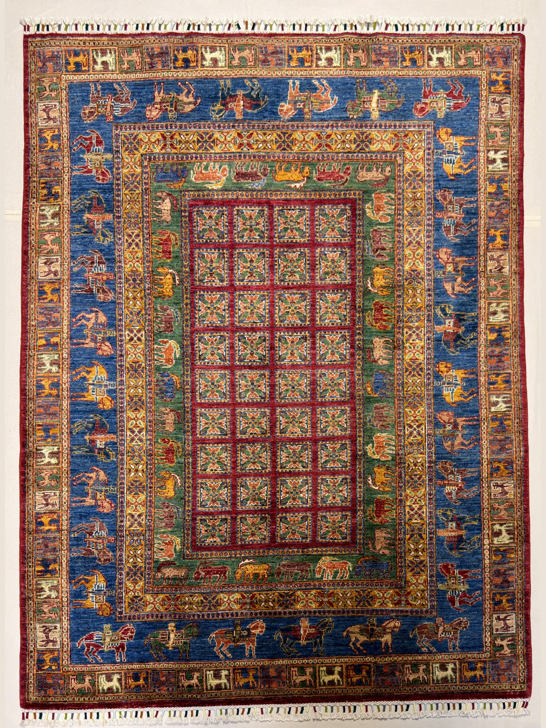 Gold Gold Pazyryk Hand-Knotted Wool Rug