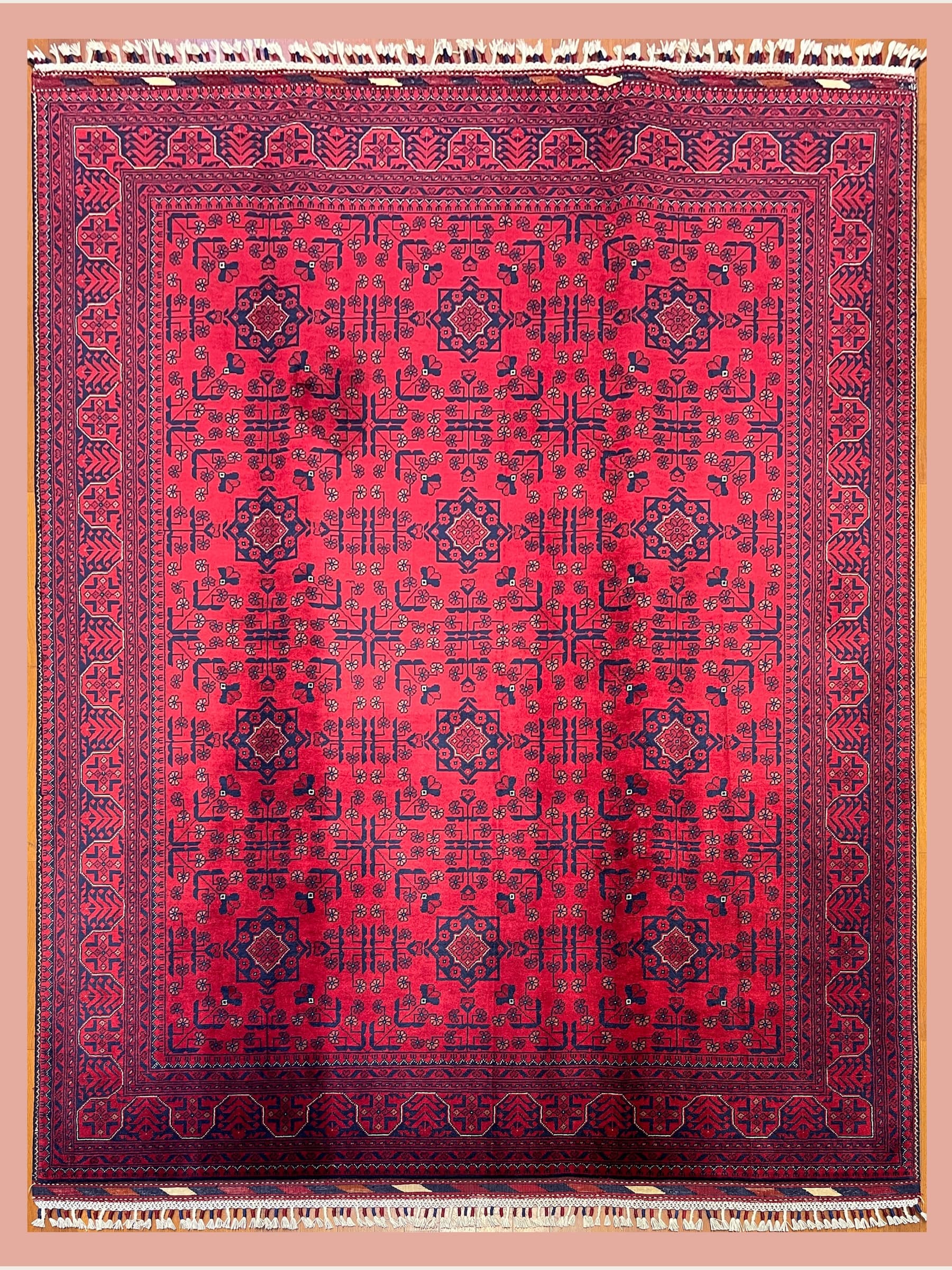 Red Red Khamyab Hand-Knotted Wool Rug