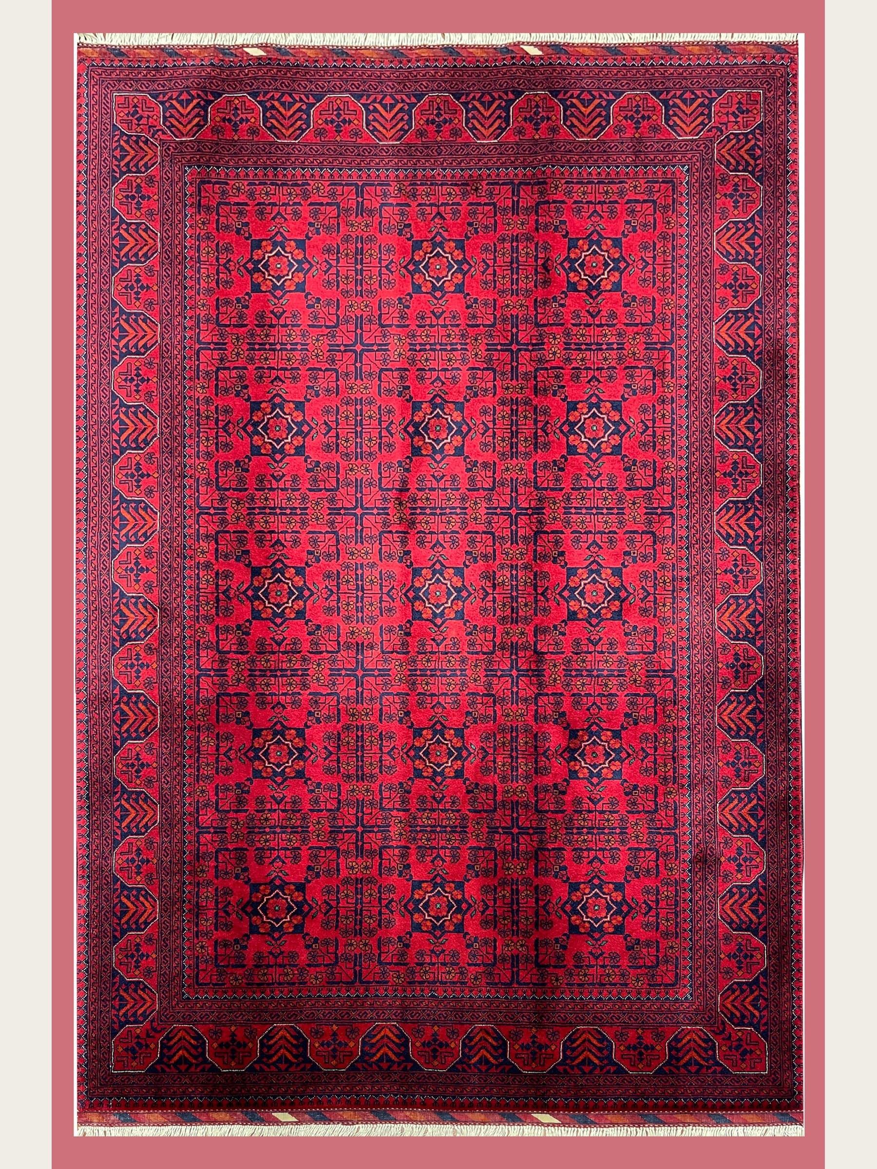 Red Red Beljik Hand-Knotted Wool Rug
