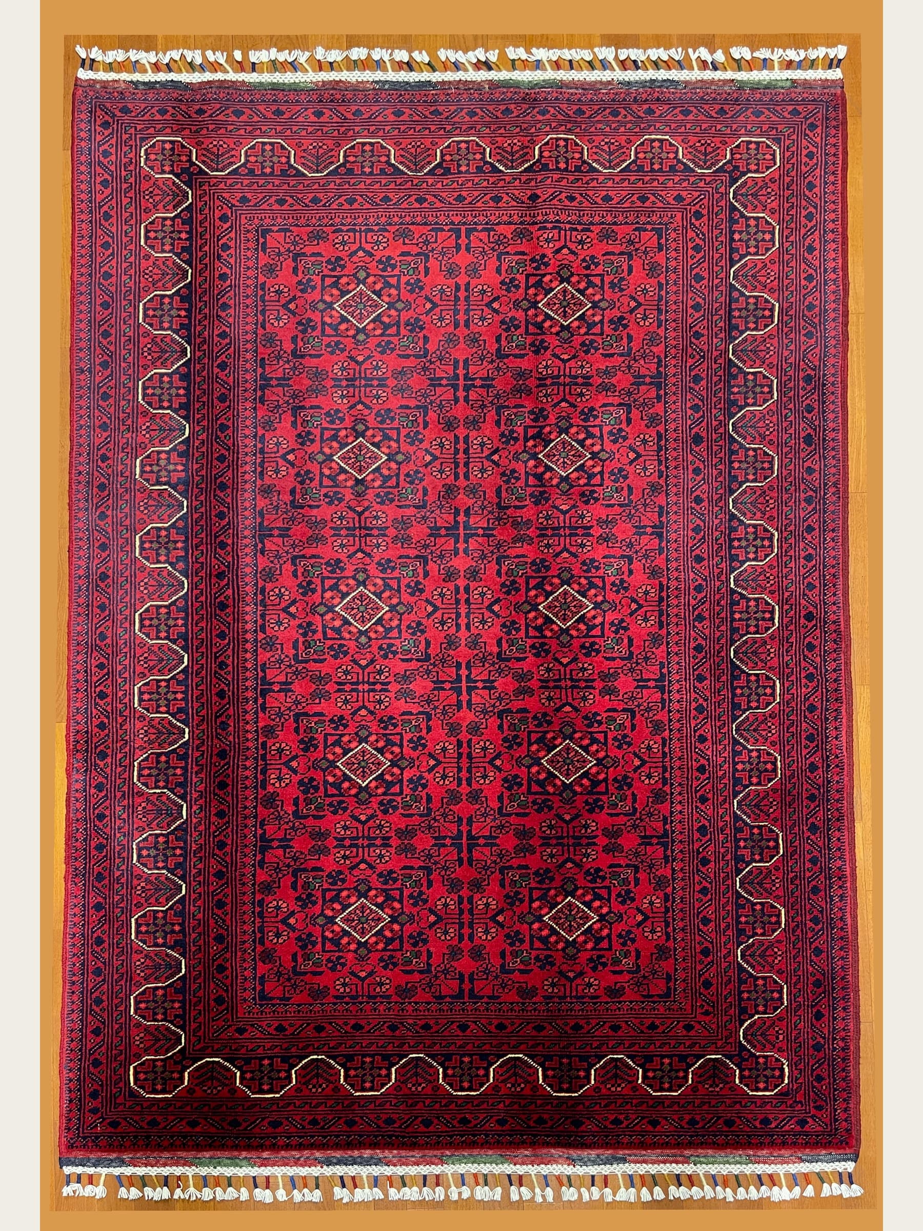 Red Red Khamyab Hand-Knotted Wool Rug