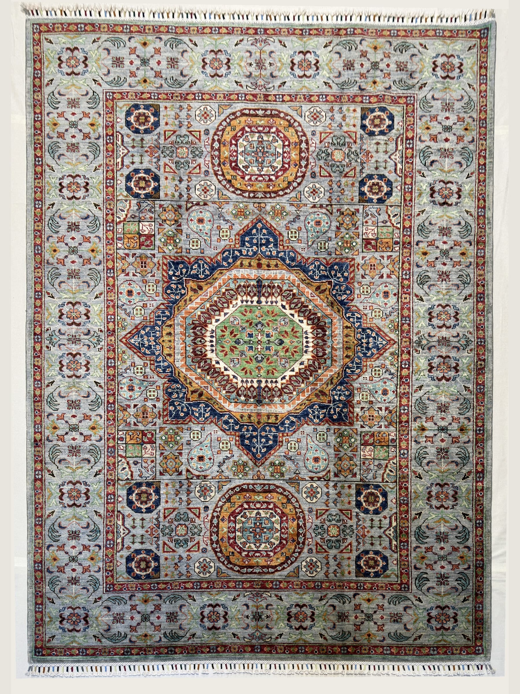 Green Green Mamluk Hand-Knotted Wool Rug