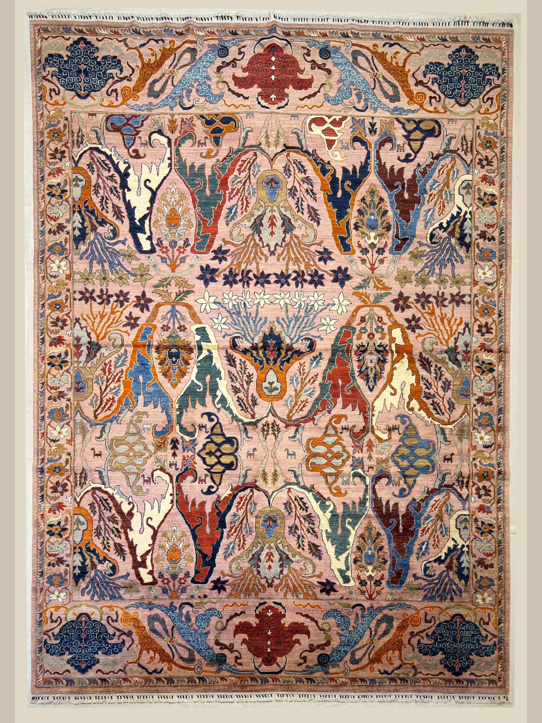 Beige Beige Afshan Hand-Knotted Wool Rug
