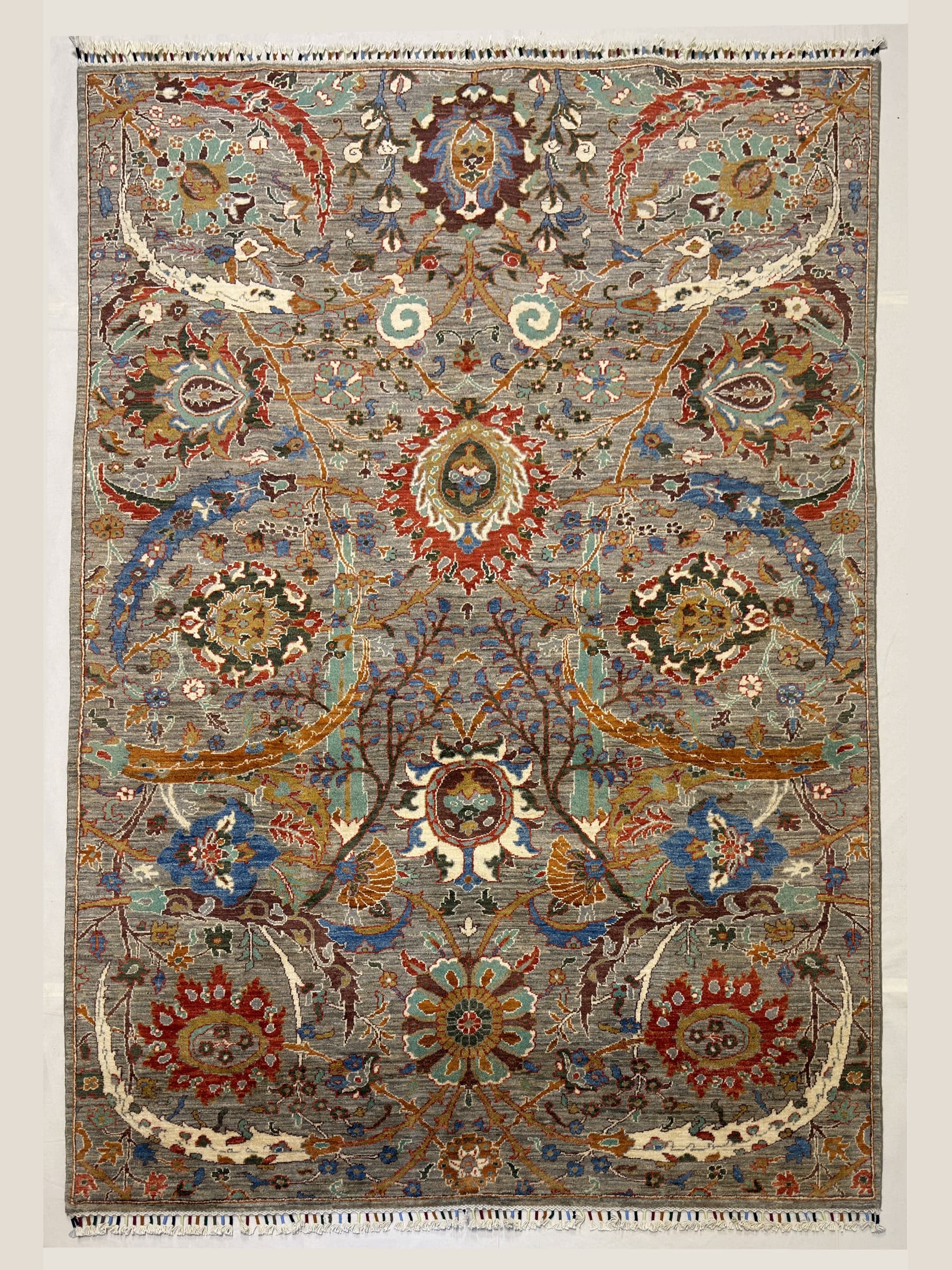 Grey Grey Afshan Hand-Knotted Wool Rug