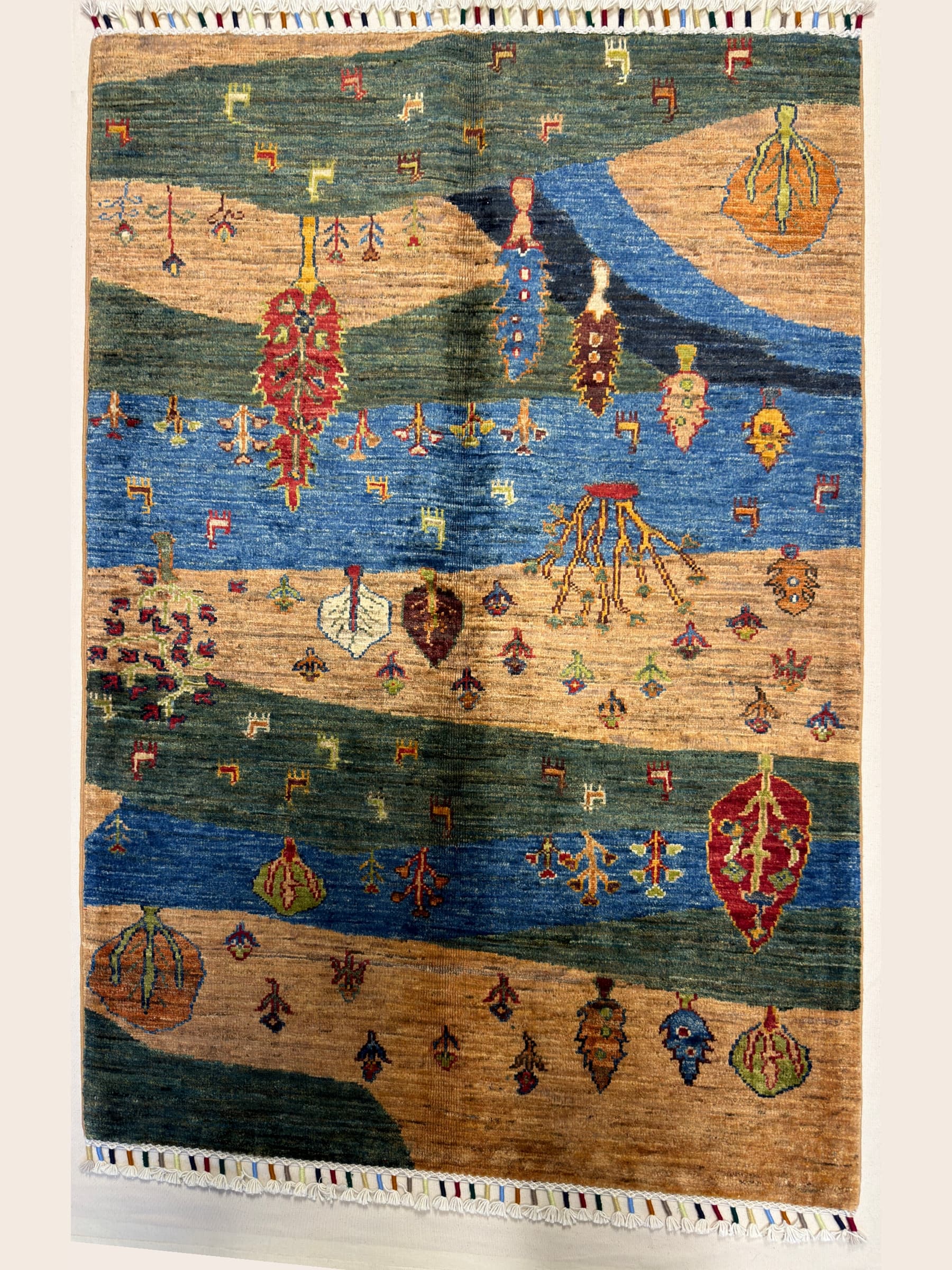 Green Green Tree of Life Hand-Knotted Wool Rug