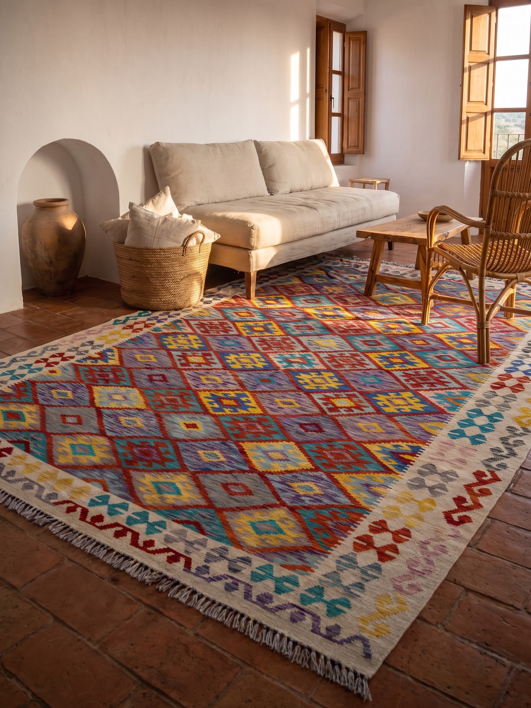 Kırmızı Yün Kilim — Oda görünümü