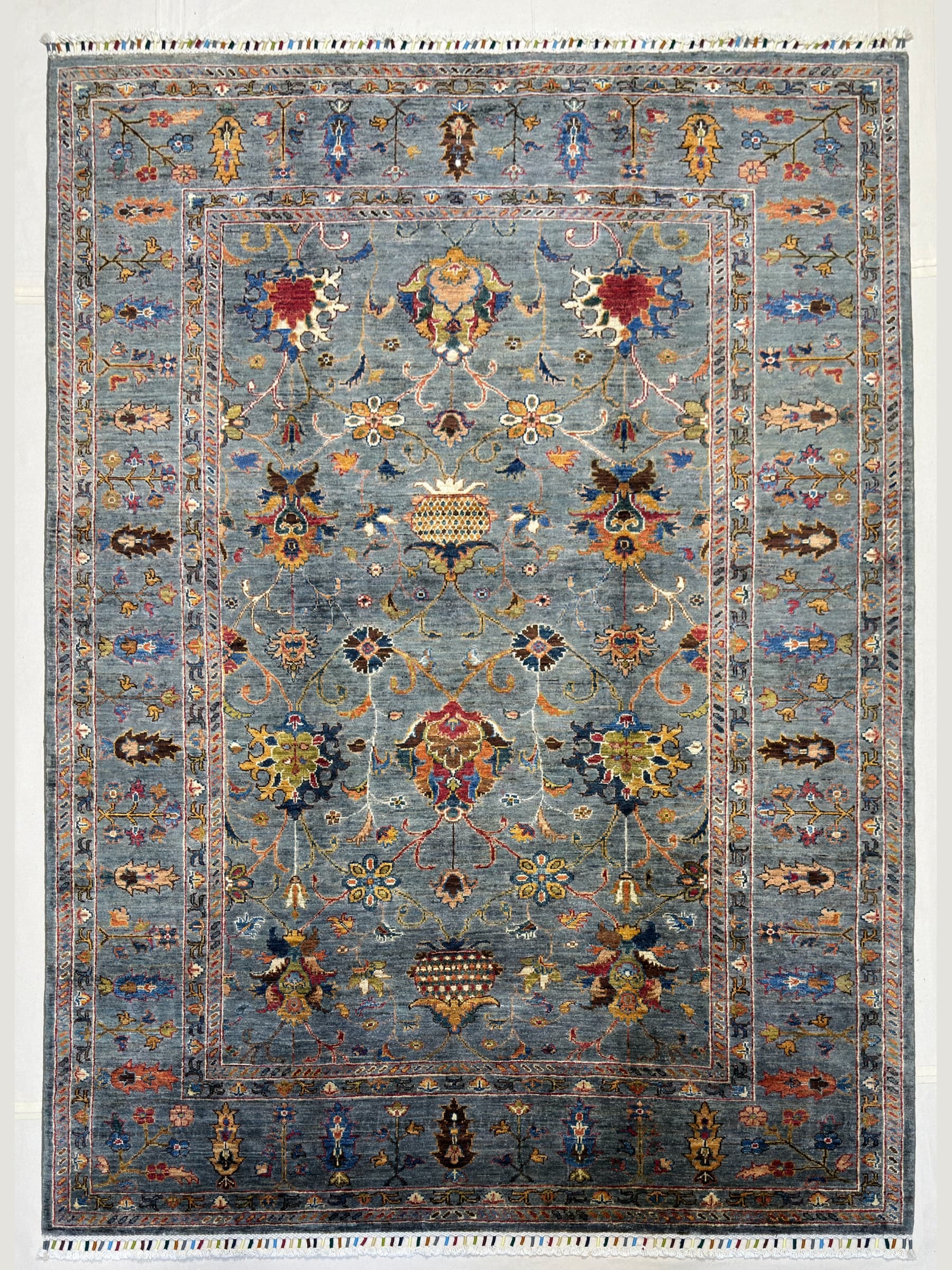 Grey Grey Ottoman Hand-Knotted Wool Rug