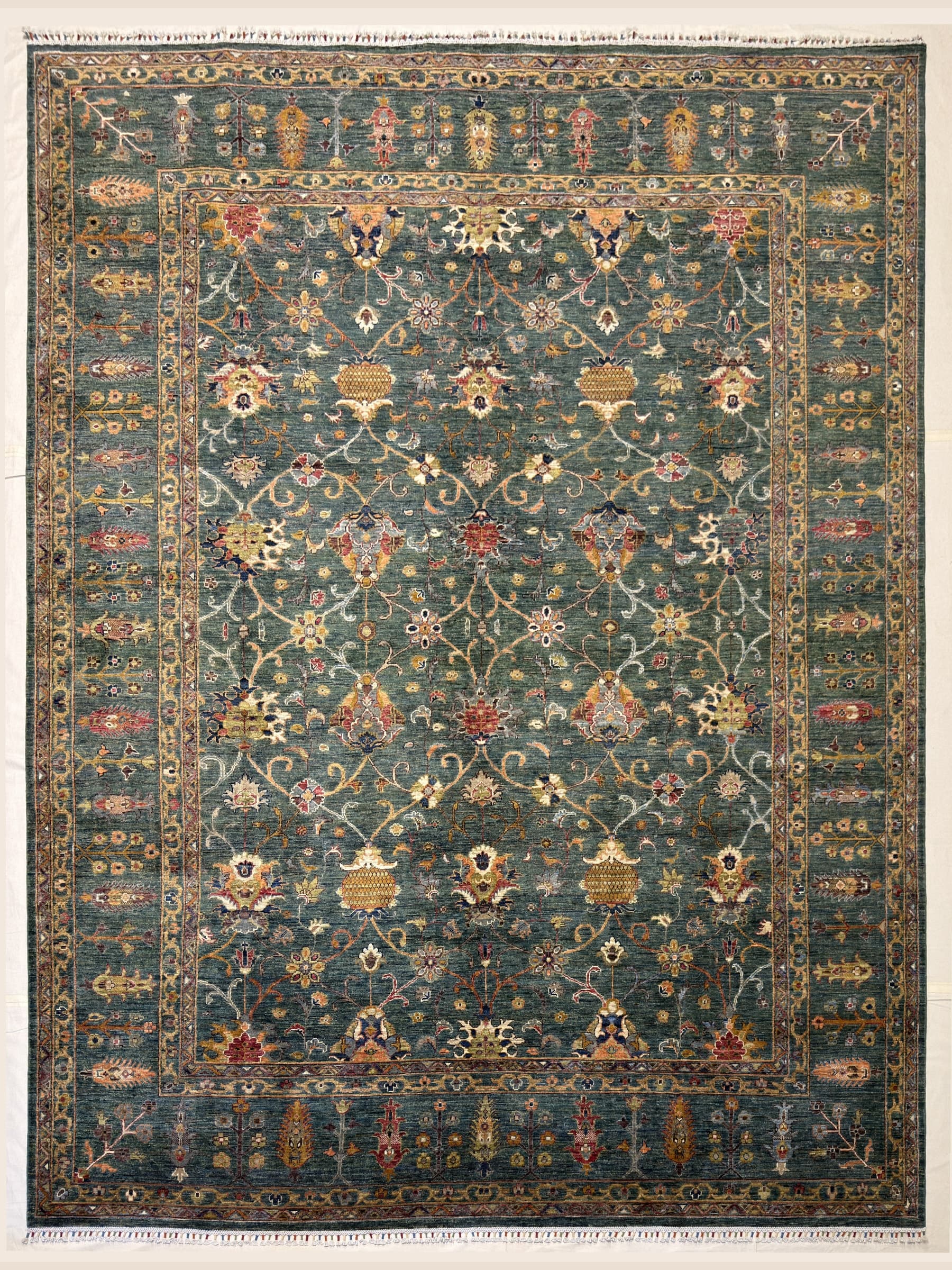 Slate blue Oushak Hand-Knotted Wool Rug