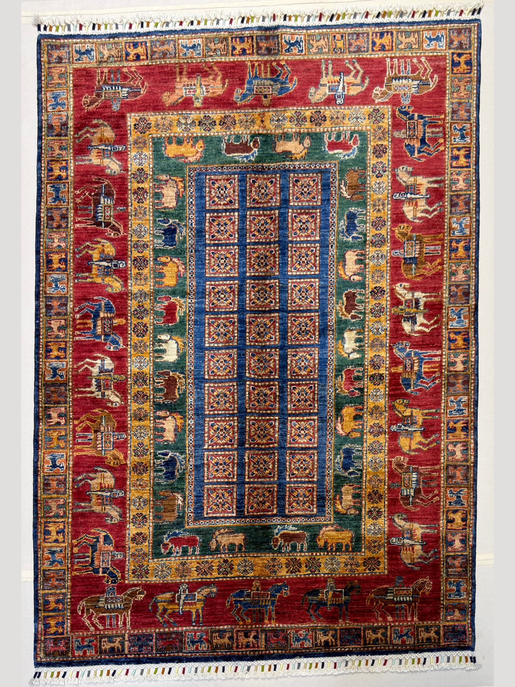 Navy Navy Pazyryk Hand-Knotted Wool Rug
