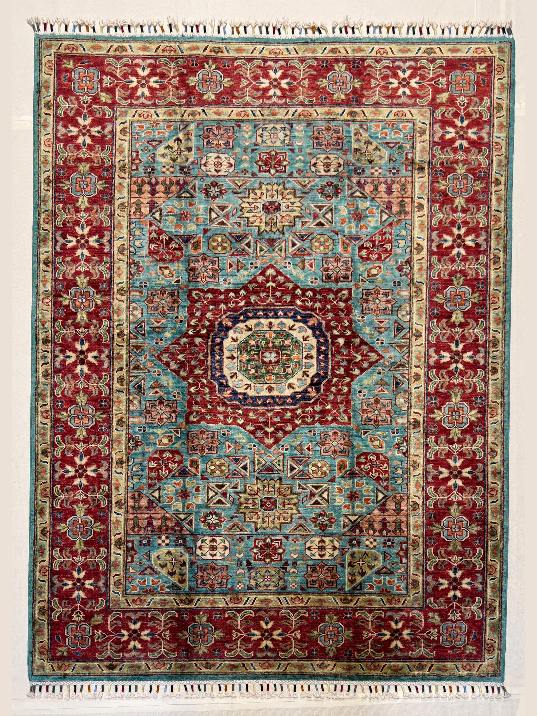 Teal Mamluk Hand-Knotted Wool Rug