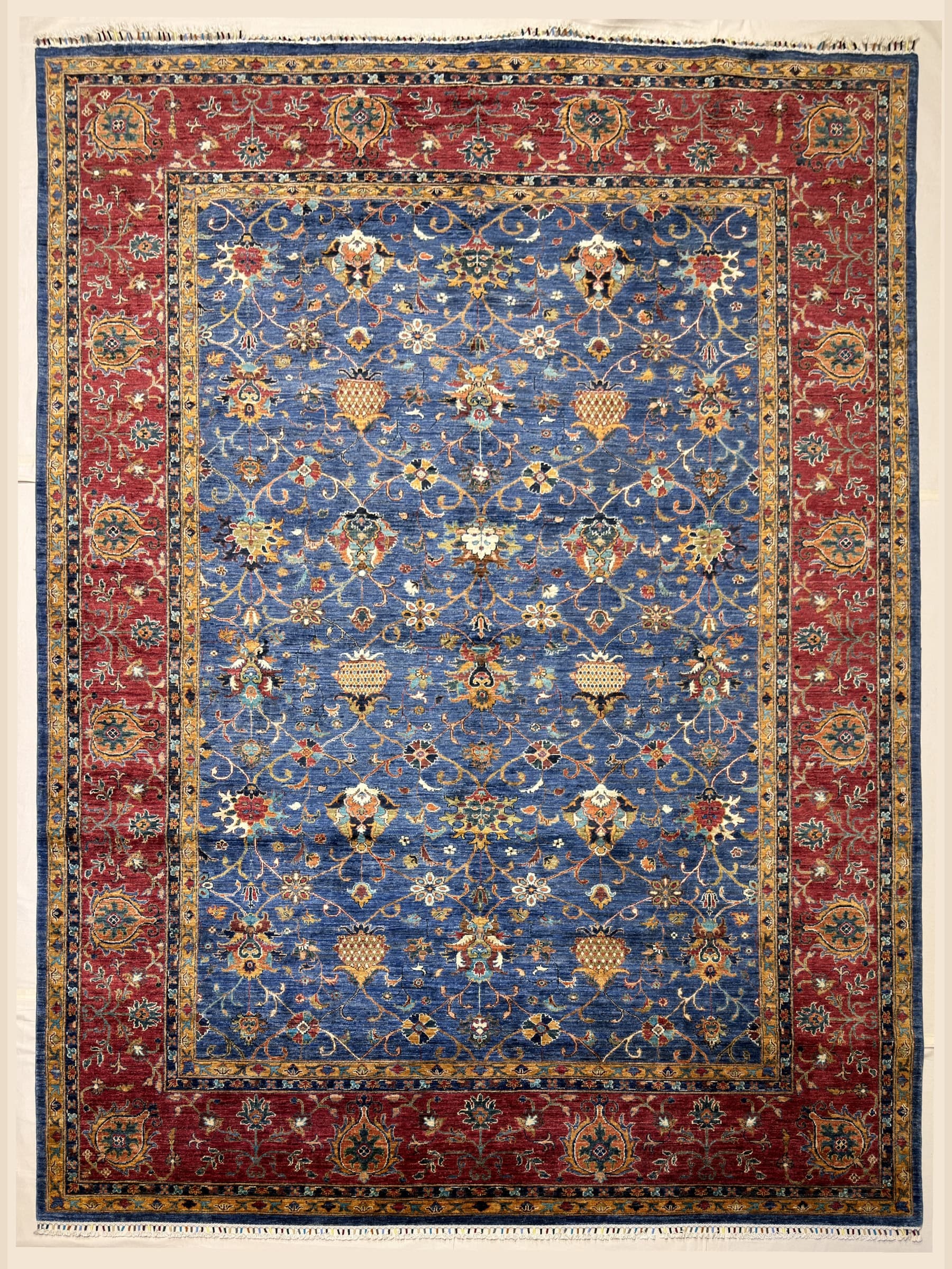 Navy Navy Ottoman Hand-Knotted Wool Rug