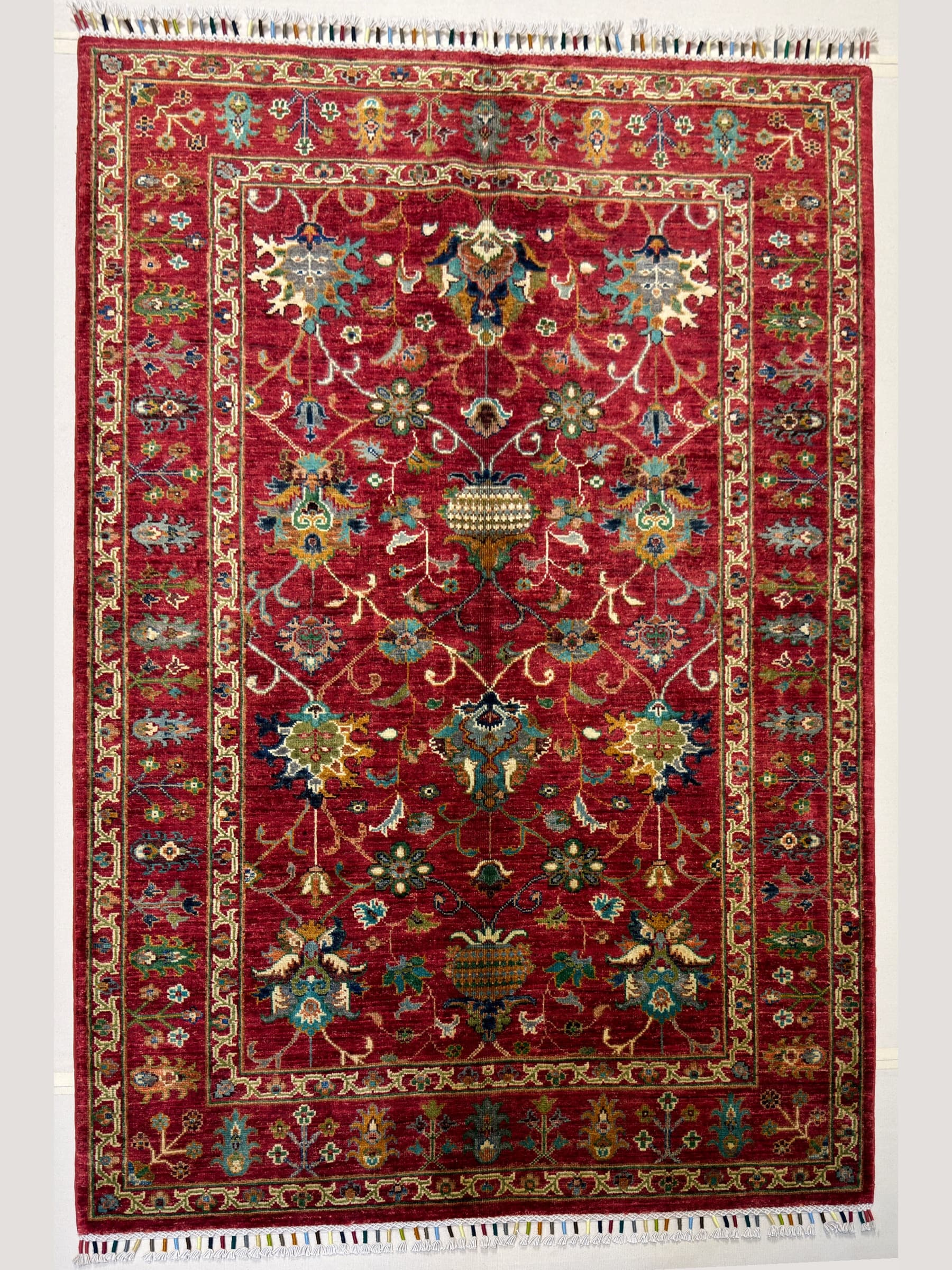 Red Red Ottoman Hand-Knotted Wool Rug